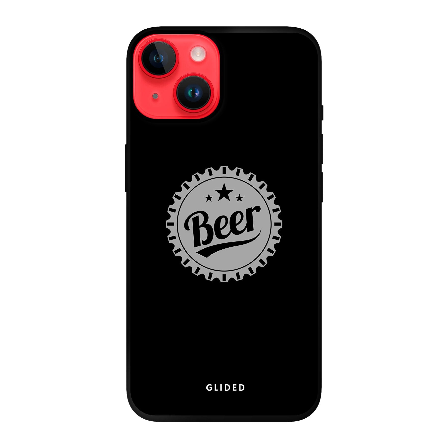 Cheers iPhone 14 Handyhülle mit Bierdeckel-Design und dem Wort 'Beer' für stilvollen Schutz und gesellige Momente.