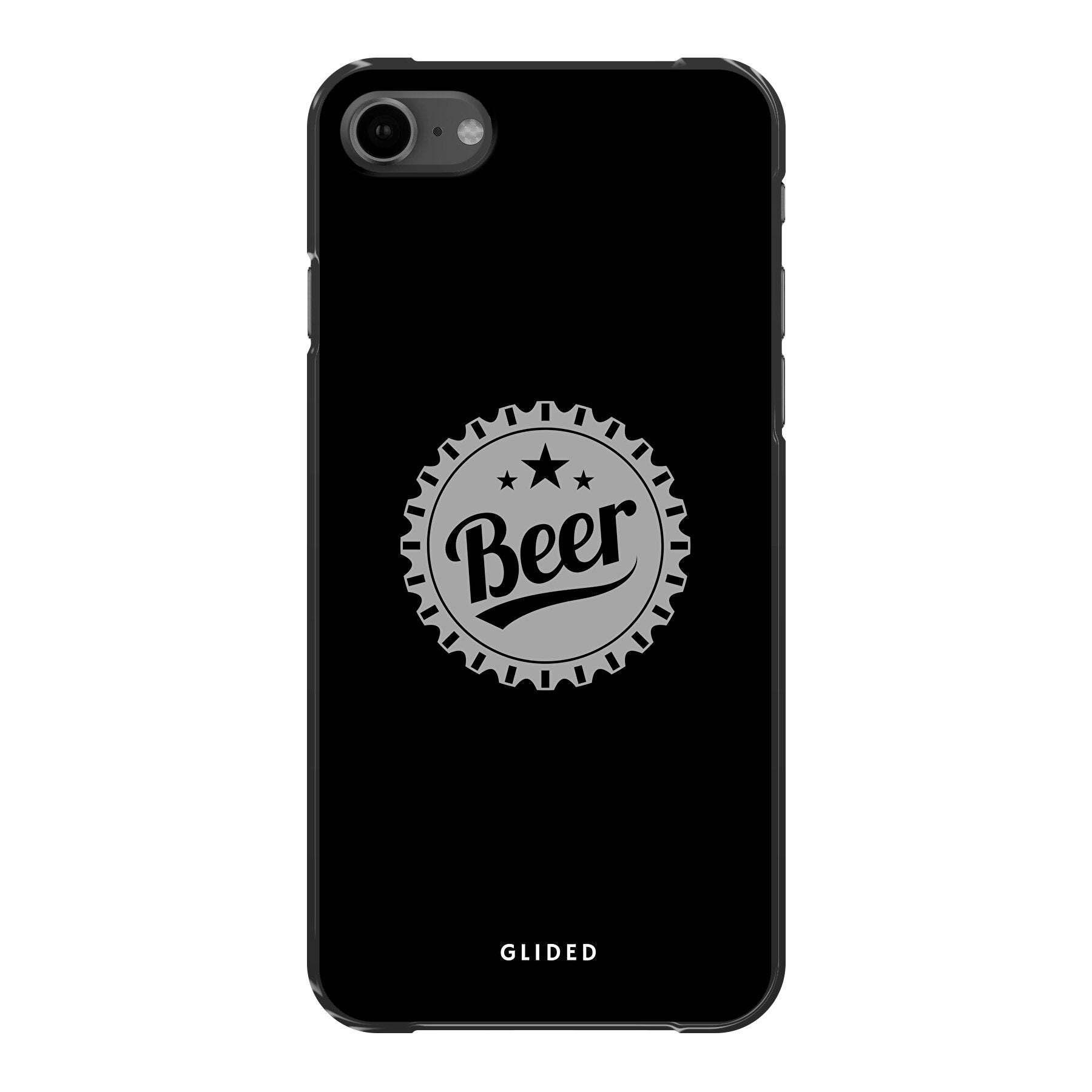 Cheers iPhone 7 Handyhülle mit Bierdeckel-Design und dem Wort 'Beer', ideal für stilvollen Schutz und Geselligkeit.