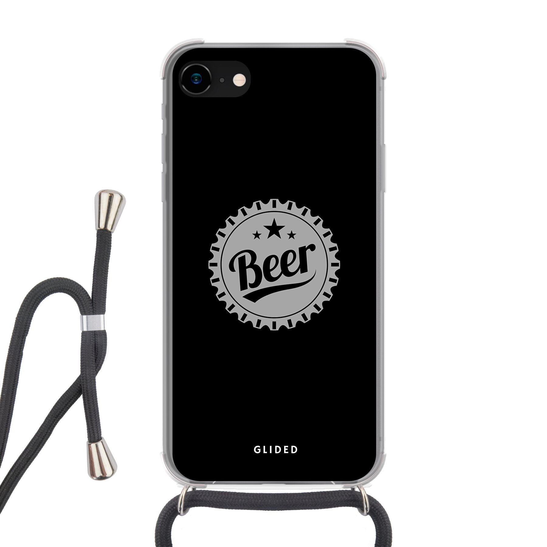 Cheers iPhone 7 Handyhülle mit Bierdeckel-Design und dem Wort 'Beer', ideal für stilvollen Schutz und Geselligkeit.