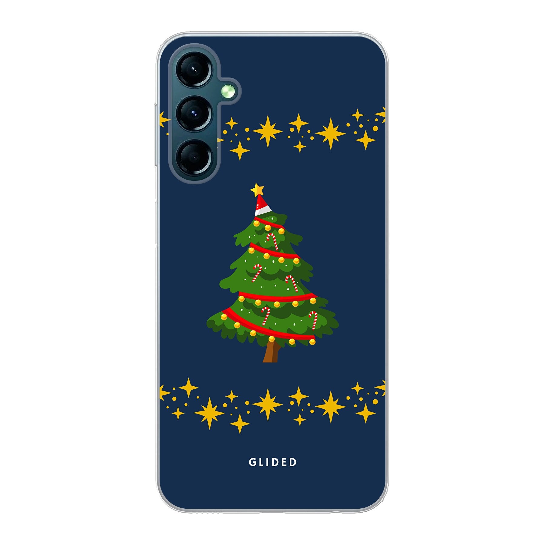 Weihnachtsbaum Samsung Galaxy A24 4g Handyhülle mit glitzerndem Schnee und festlichem Design, ideal für den Winter.