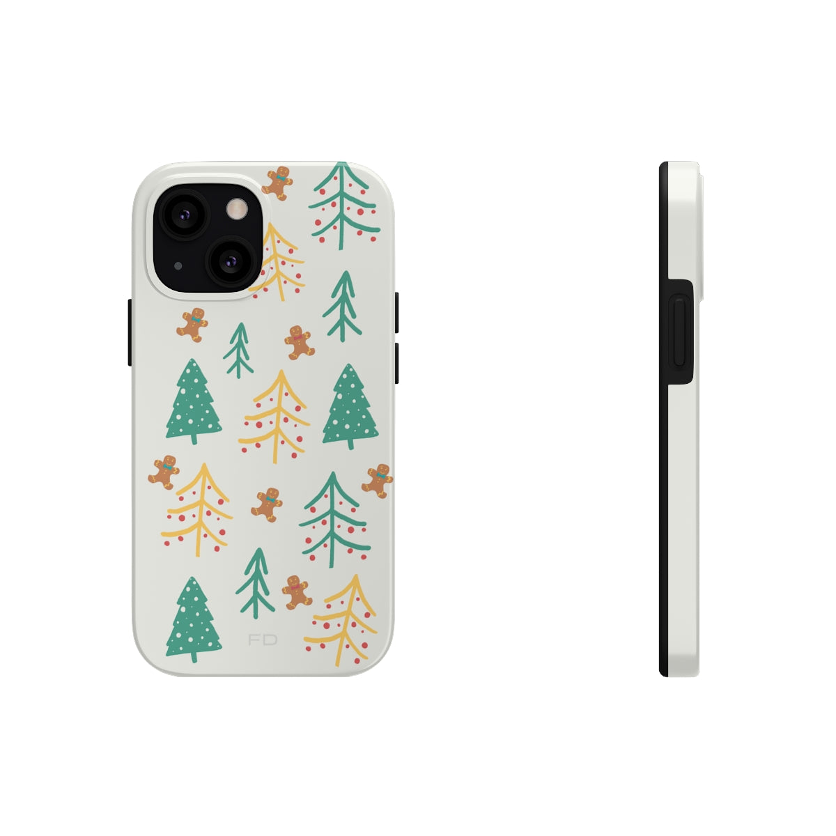 Christmas Tree's Tough Case for iPhone featuring a glossy finish, impact-resistant polycarbonate shell, and rubber lining for extra protection.