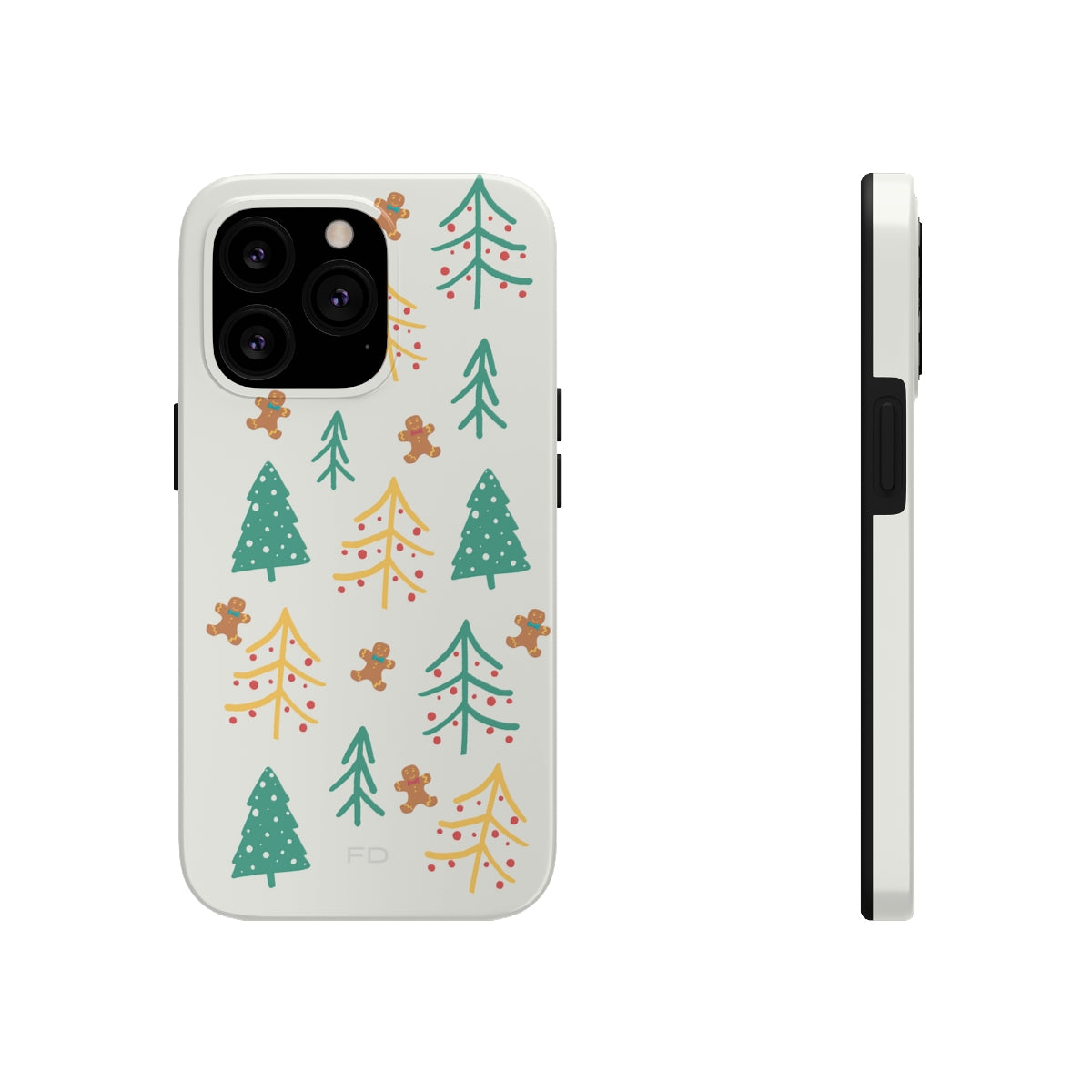 Christmas Tree's Tough Case for iPhone featuring a glossy finish, impact-resistant polycarbonate shell, and rubber lining for extra protection.