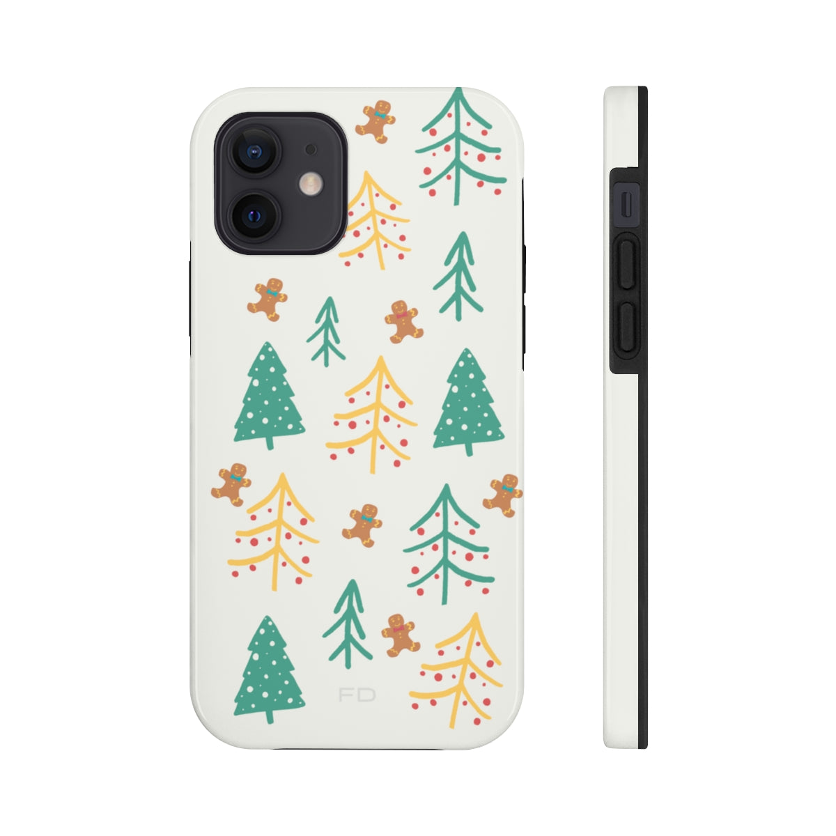 Christmas Tree's Tough Case for iPhone featuring a glossy finish, impact-resistant polycarbonate shell, and rubber lining for extra protection.