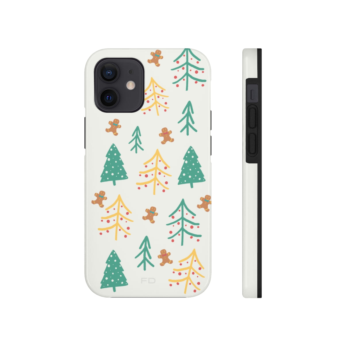 Christmas Tree's Tough Case for iPhone featuring a glossy finish, impact-resistant polycarbonate shell, and rubber lining for extra protection.