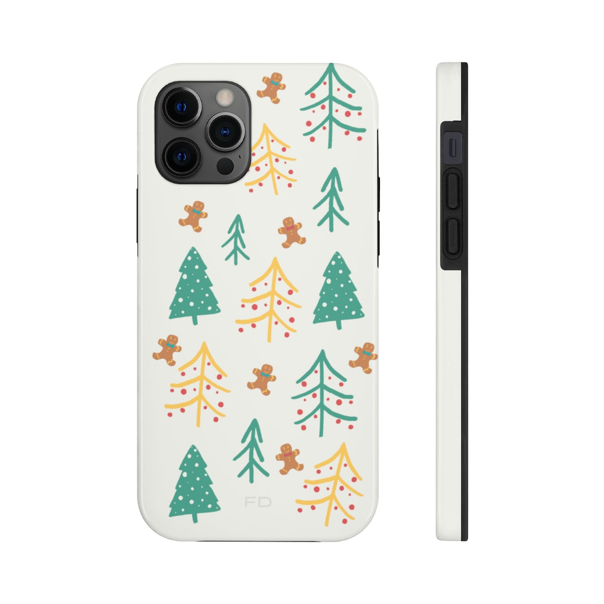 Christmas Tree's Tough Case for iPhone featuring a glossy finish, impact-resistant polycarbonate shell, and rubber lining for extra protection.