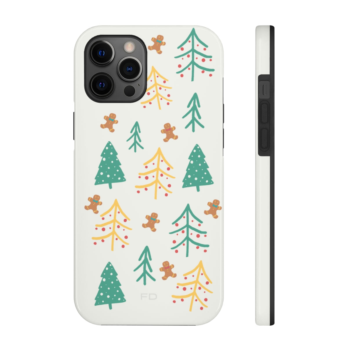 Christmas Tree's Tough Case for iPhone featuring a glossy finish, impact-resistant polycarbonate shell, and rubber lining for extra protection.