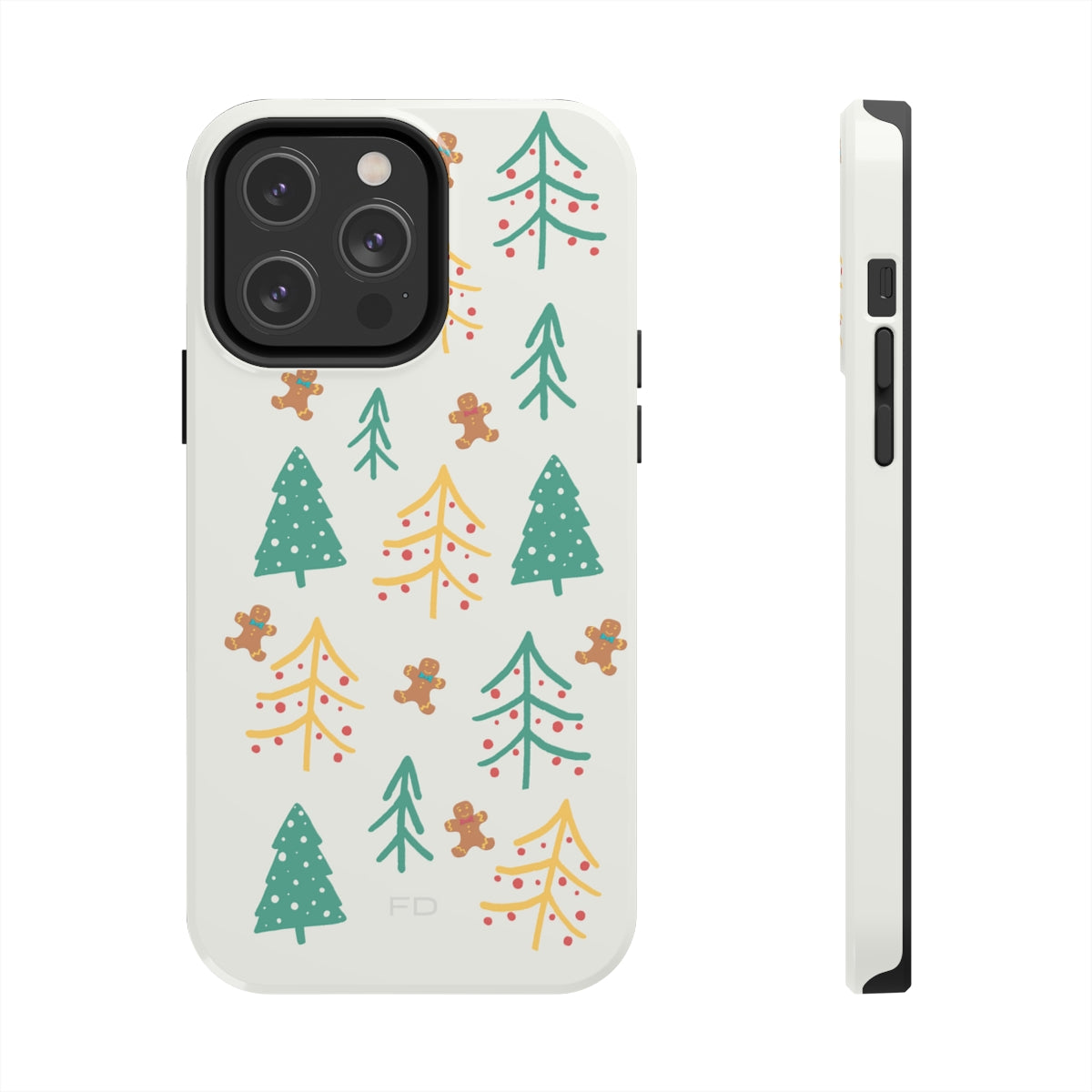 Christmas Tree's Tough Case for iPhone featuring a glossy finish, impact-resistant polycarbonate shell, and rubber lining for extra protection.