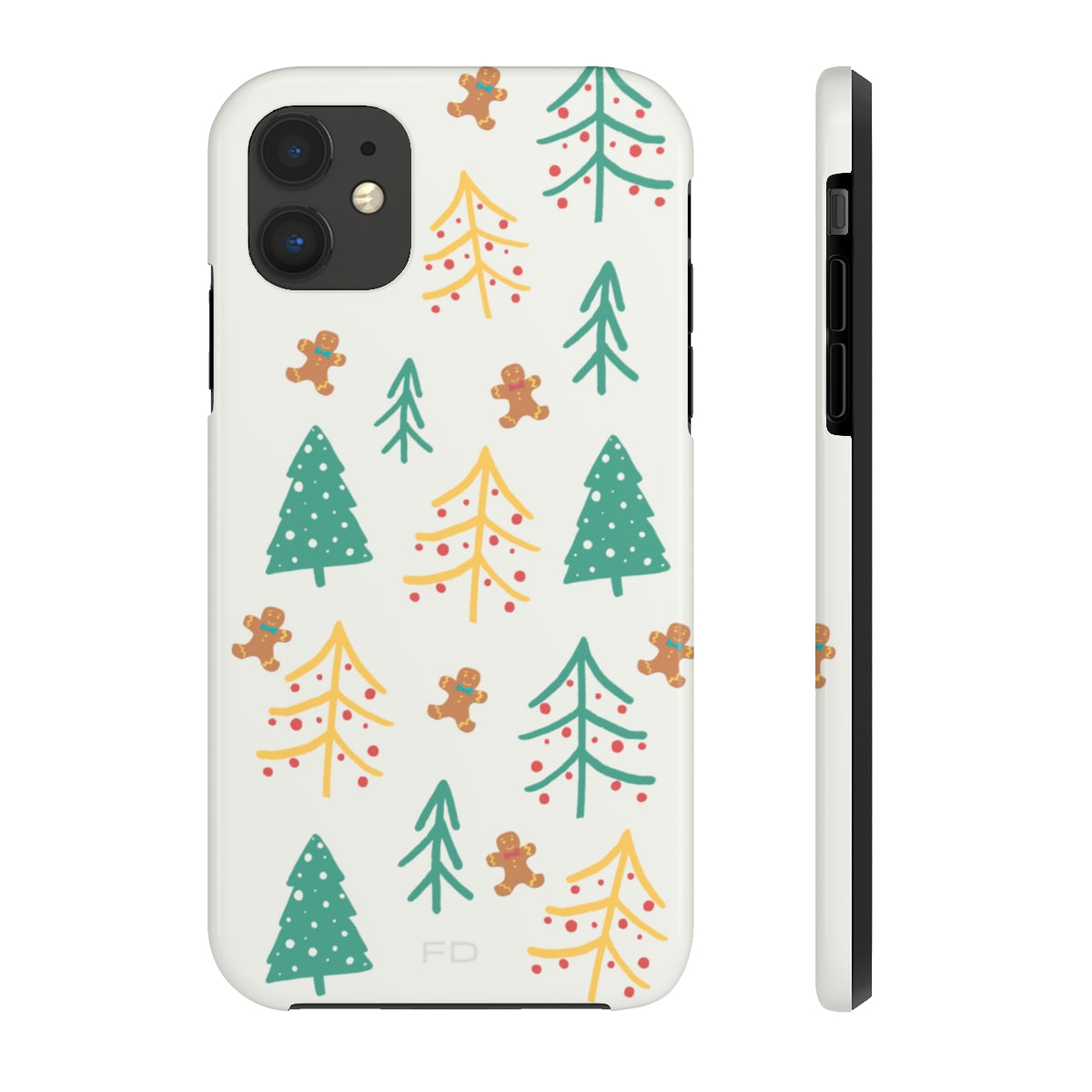 Christmas Tree's Tough Case for iPhone featuring a glossy finish, impact-resistant polycarbonate shell, and rubber lining for extra protection.