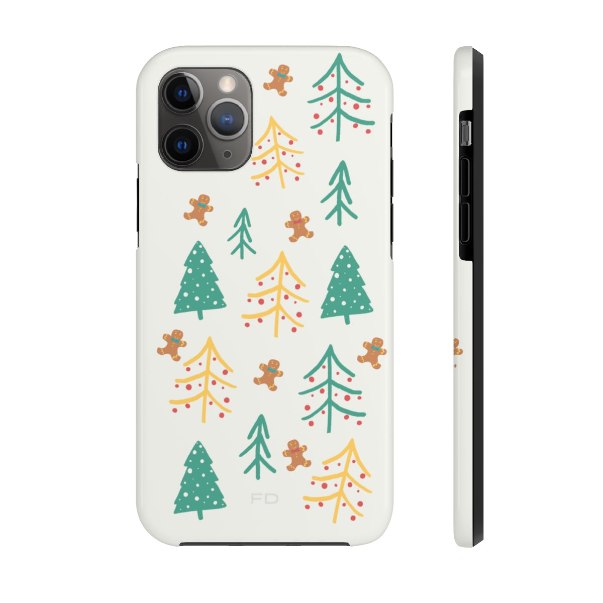 Christmas Tree's Tough Case for iPhone featuring a glossy finish, impact-resistant polycarbonate shell, and rubber lining for extra protection.