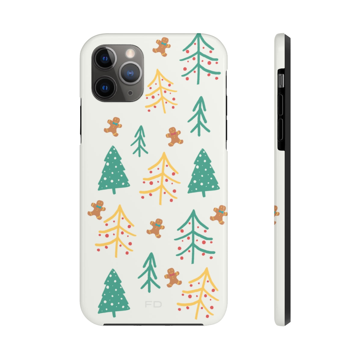 Christmas Tree's Tough Case for iPhone featuring a glossy finish, impact-resistant polycarbonate shell, and rubber lining for extra protection.