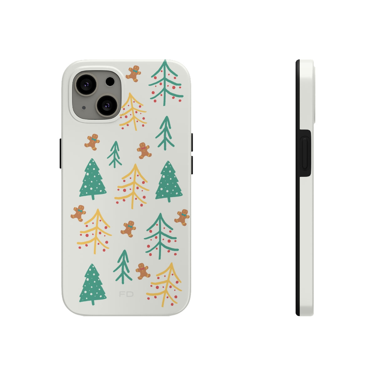 Christmas Tree's Tough Case for iPhone featuring a glossy finish, impact-resistant polycarbonate shell, and rubber lining for extra protection.