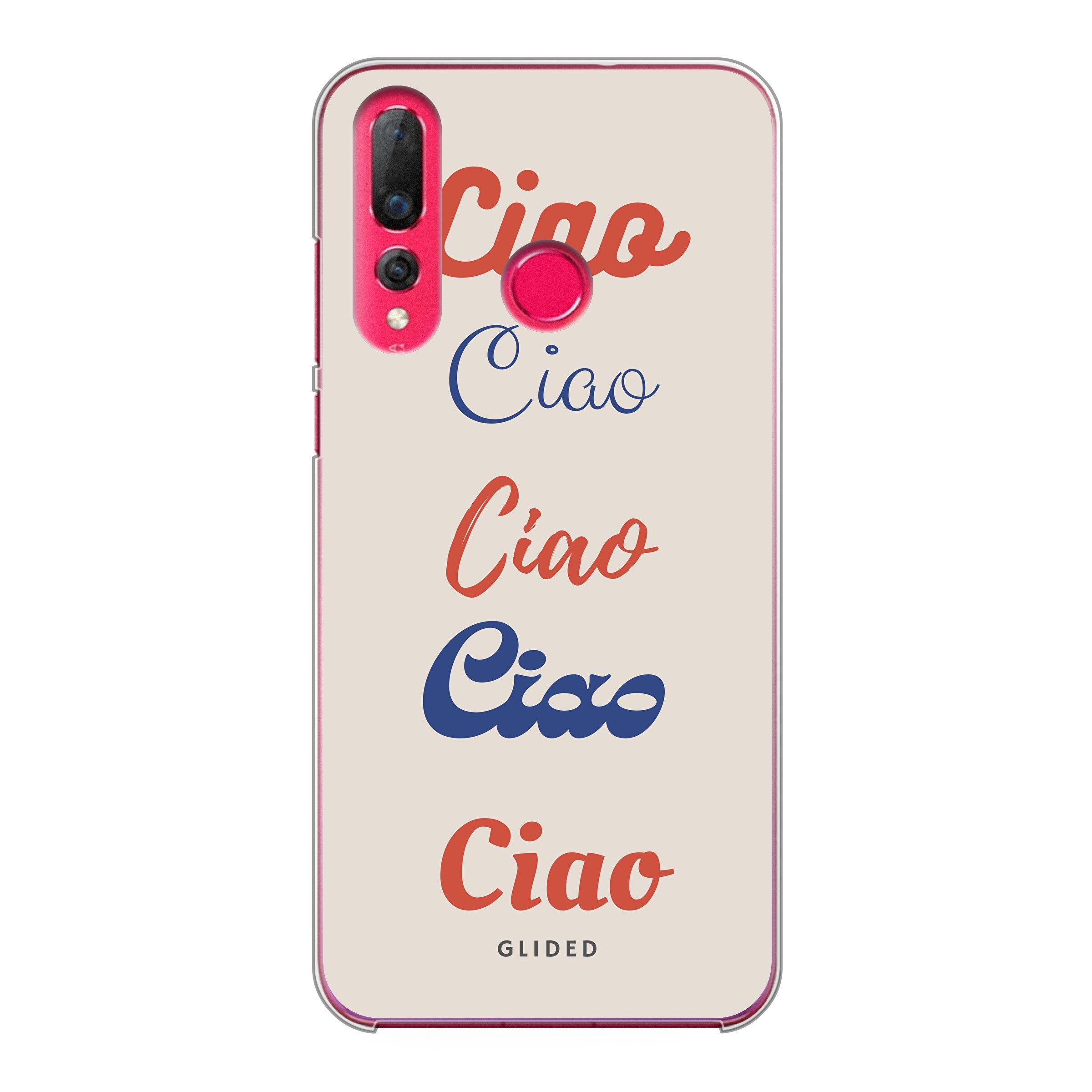 Ciao - Huawei P30 Lite Handyhülle mit buntem Design und dem Wort 'Ciao' in verschiedenen Schriftarten.