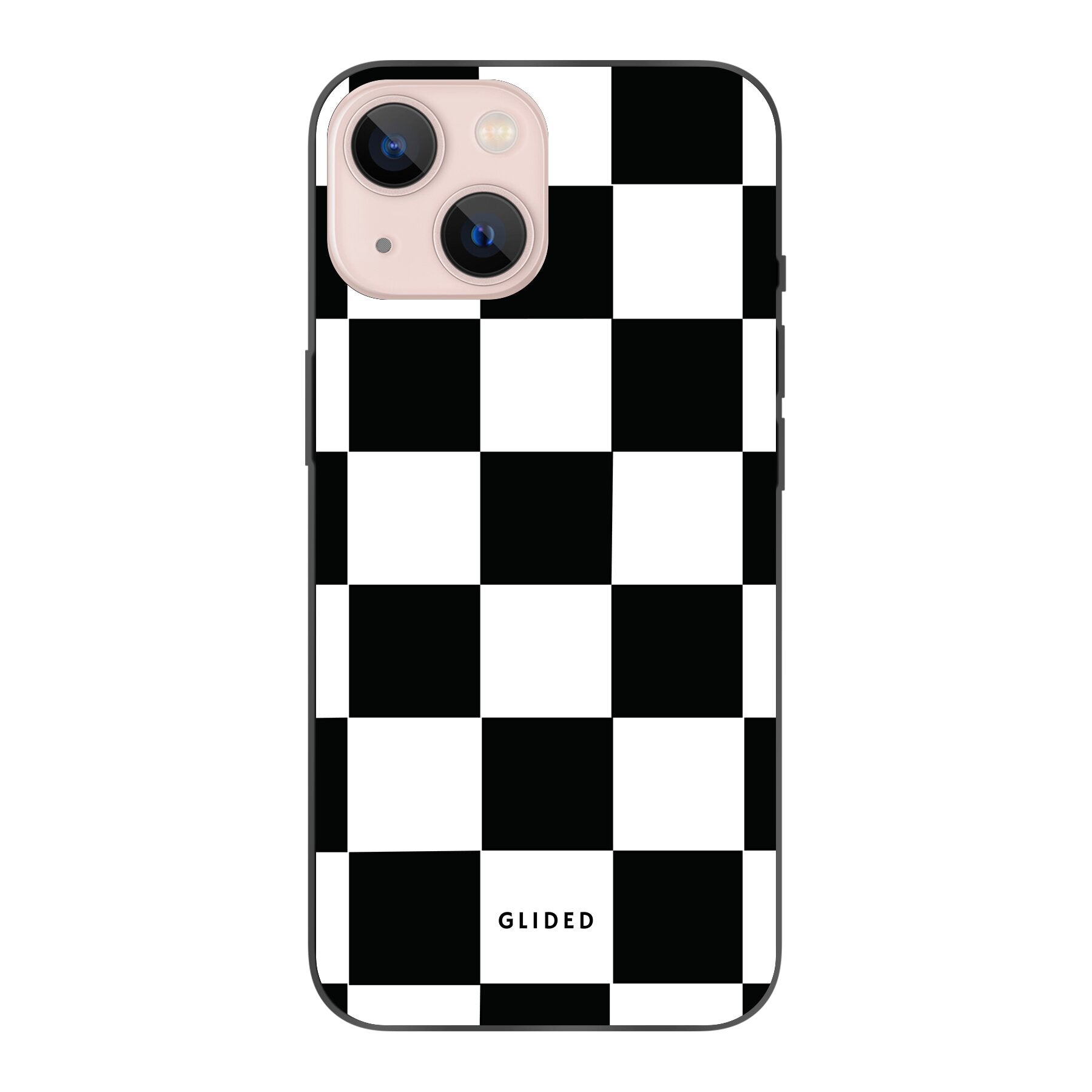 Elegante Classic Chess iPhone 13 Handyhülle mit traditionellem Schachbrettmuster in Schwarz und Weiß, idealer Schutz und stilvolles Design.