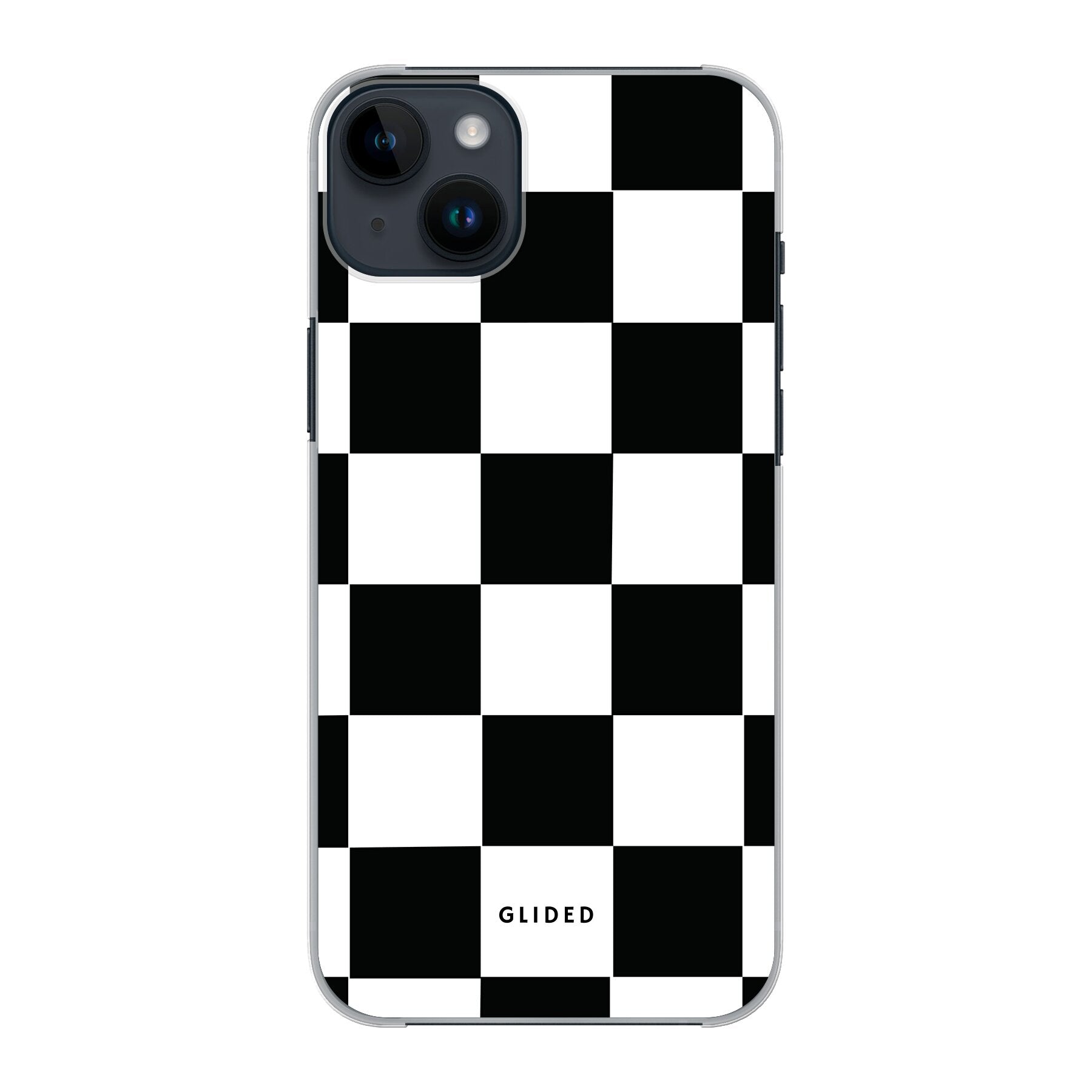 Elegante Classic Chess Handyhülle für iPhone 14 Plus mit traditionellem Schachbrettmuster, stilvoll und schützend.