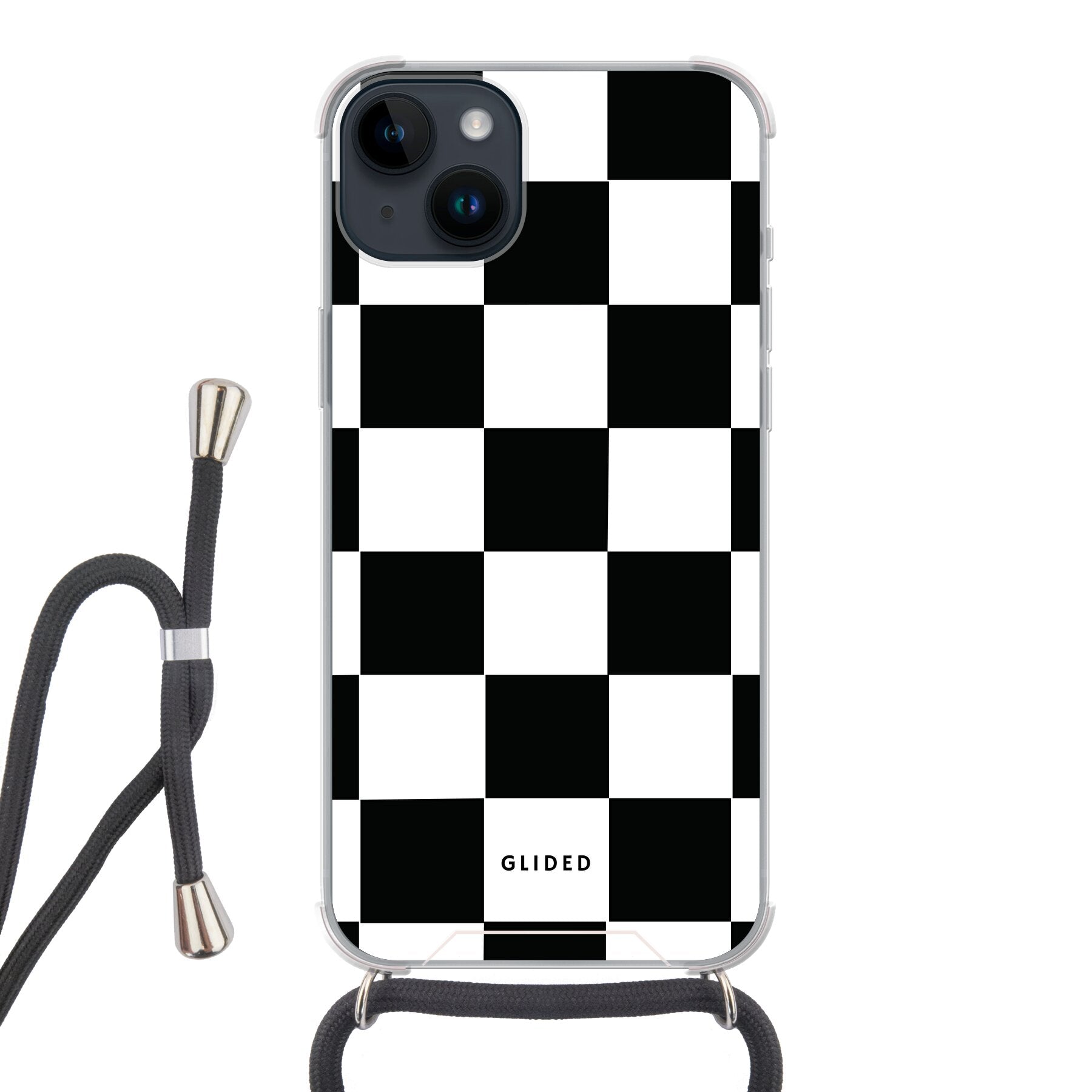 Elegante Classic Chess Handyhülle für iPhone 14 Plus mit traditionellem Schachbrettmuster, stilvoll und schützend.