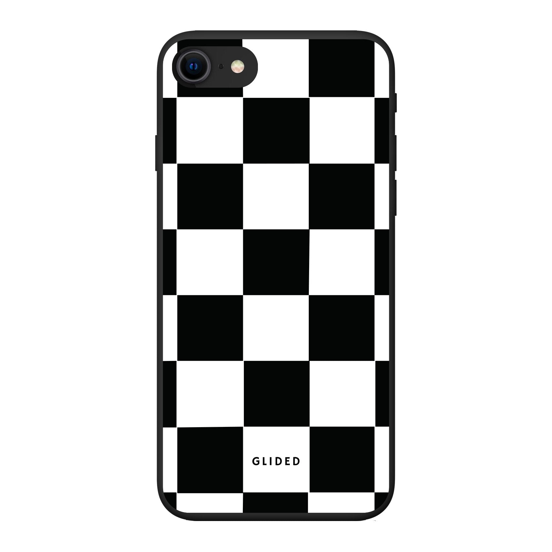 Elegante Classic Chess iPhone 7 Handyhülle mit traditionellem Schachbrettmuster in Schwarz und Weiß, idealer Schutz und stilvolles Design.