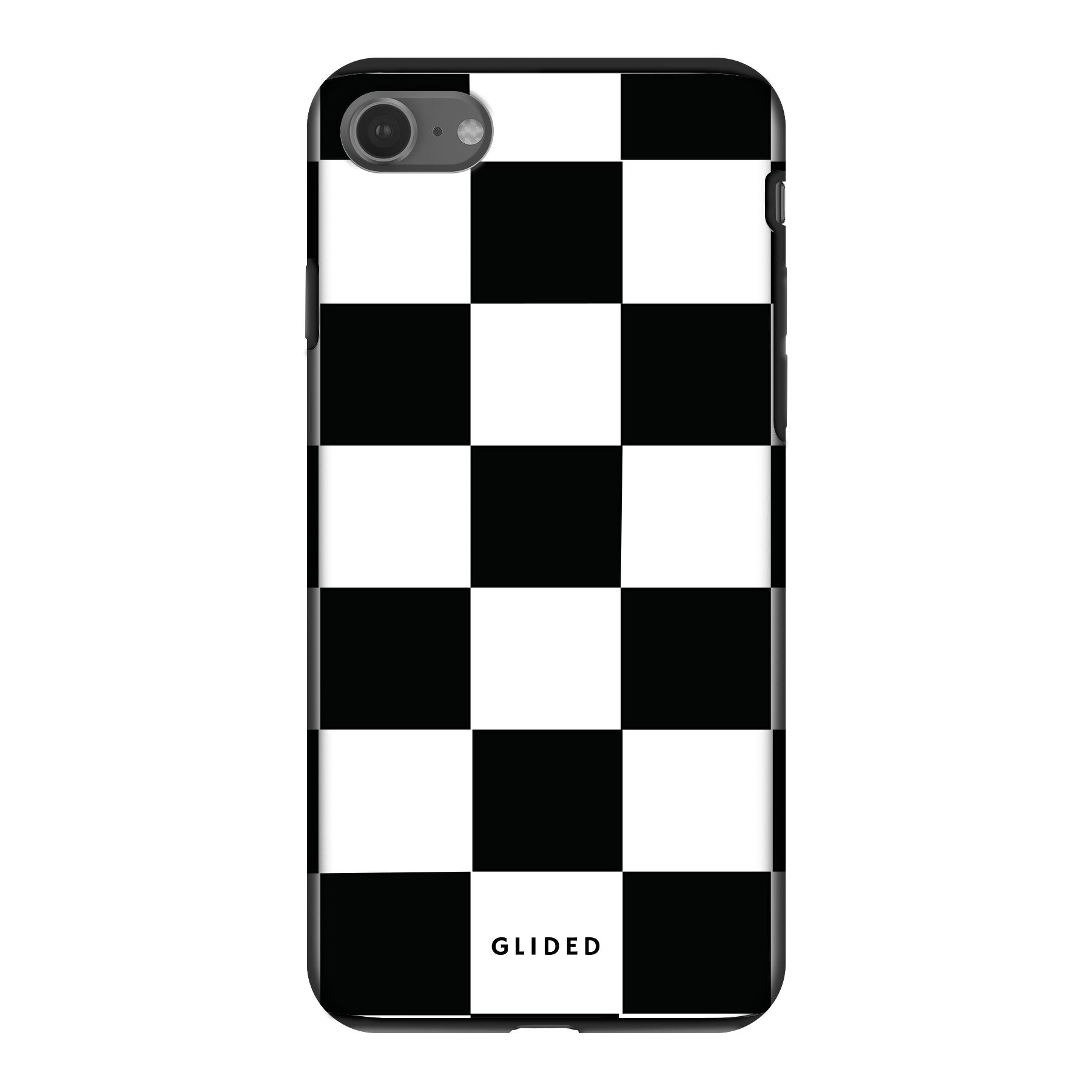 Elegante Classic Chess iPhone 7 Handyhülle mit traditionellem Schachbrettmuster in Schwarz und Weiß, idealer Schutz und stilvolles Design.