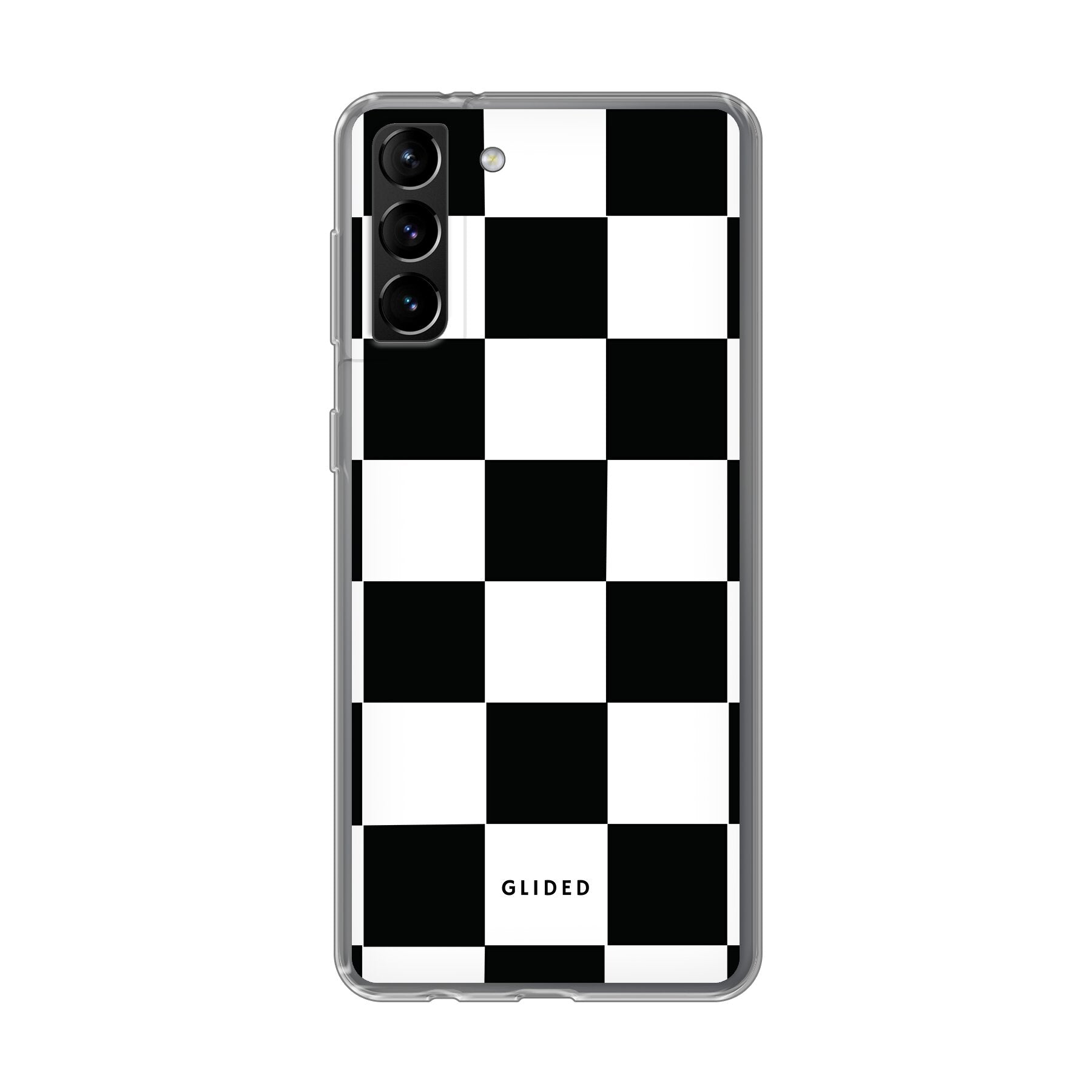 Classic Chess Hülle für Samsung Galaxy S21 Plus 5G mit traditionellem Schachbrettmuster, elegant und schützend.