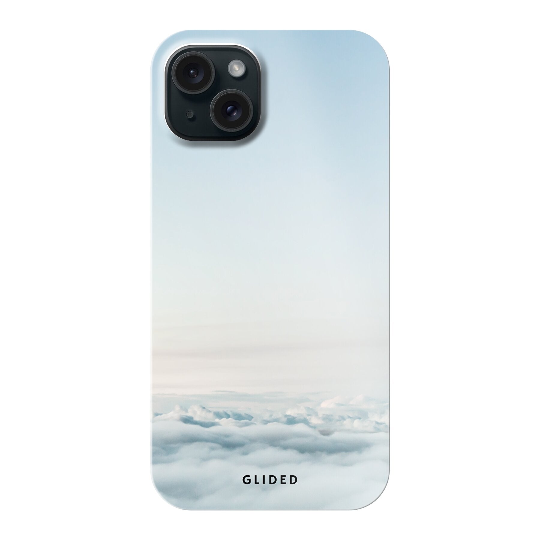 Cloudy iPhone 15 Plus Handyhülle mit sanftem Wolken-Design, bietet ästhetischen Schutz und stilvolle Eleganz.