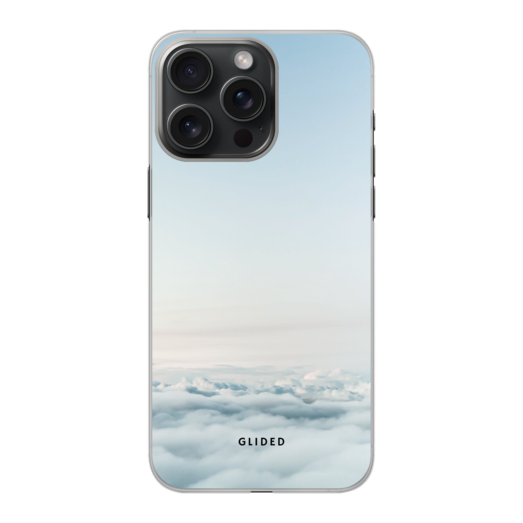 Cloudy iPhone 15 Pro Handyhülle mit sanften Wolken-Design, bietet stilvollen Schutz und ästhetische Anmutung.