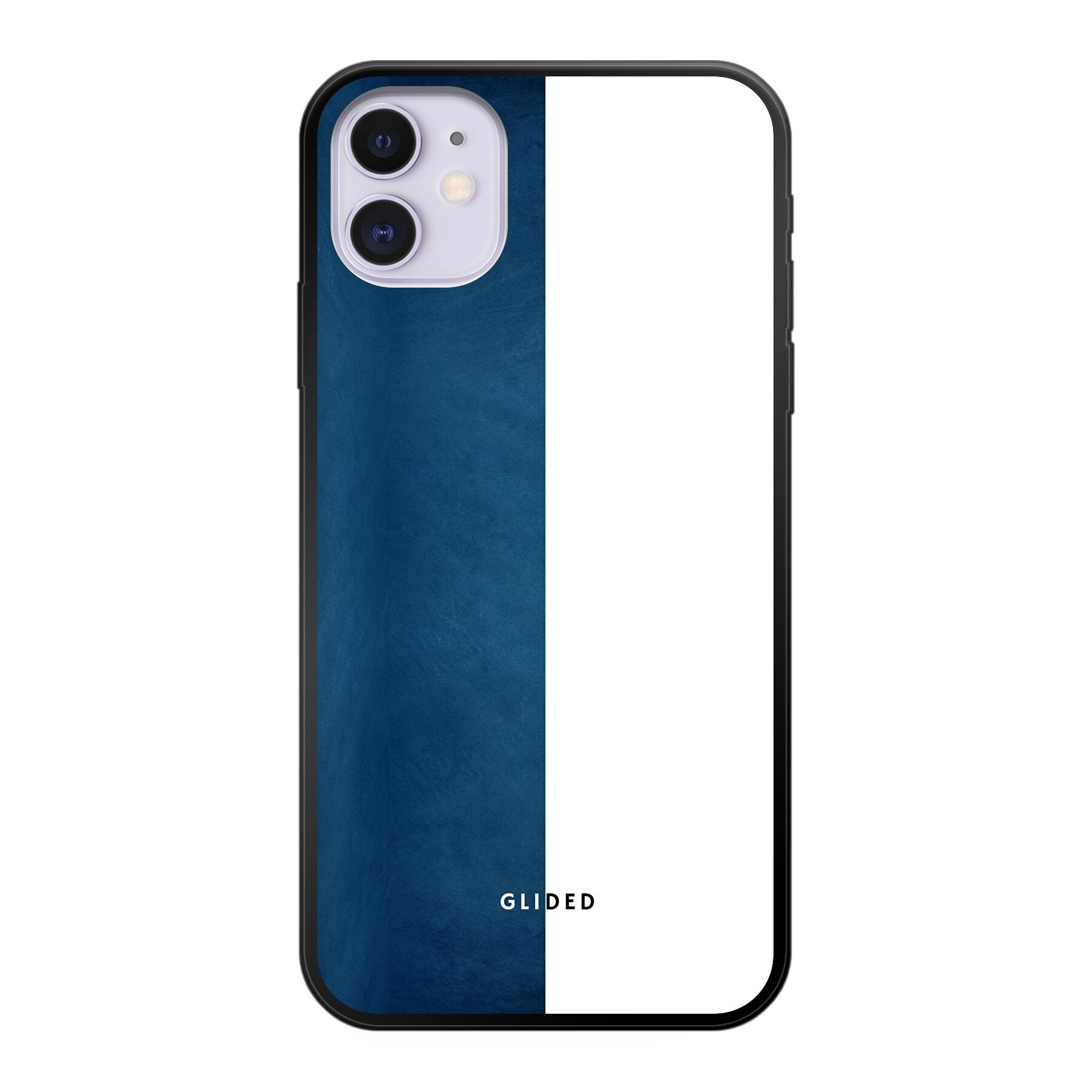 iPhone 11 Handyhülle 'Contrast' in Blau und Weiß, stilvoll und schützend, mit präzisen Aussparungen.