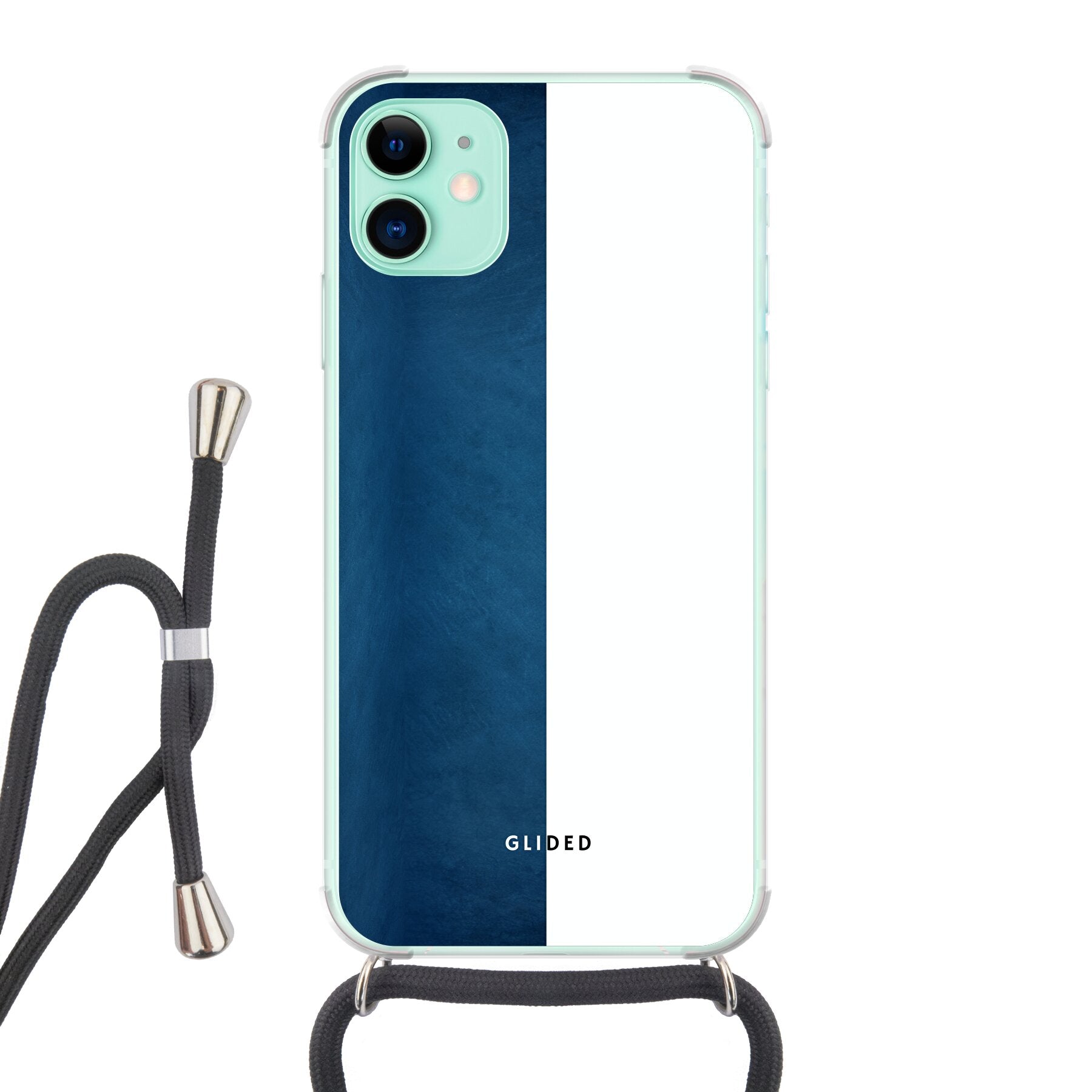 iPhone 11 Handyhülle 'Contrast' in Blau und Weiß, stilvoll und schützend, mit präzisen Aussparungen.