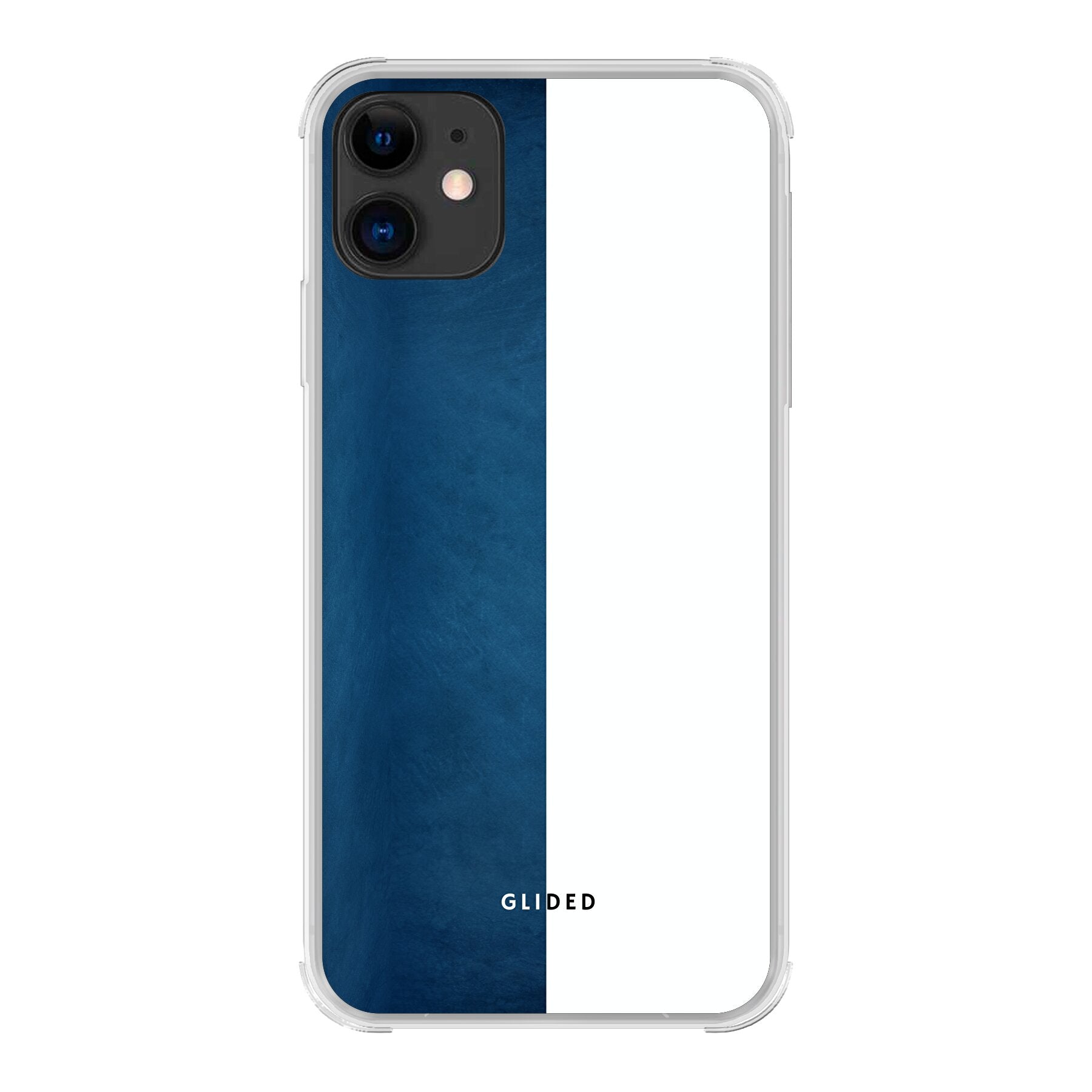 iPhone 11 Handyhülle 'Contrast' in Blau und Weiß, stilvoll und schützend, mit präzisen Aussparungen.