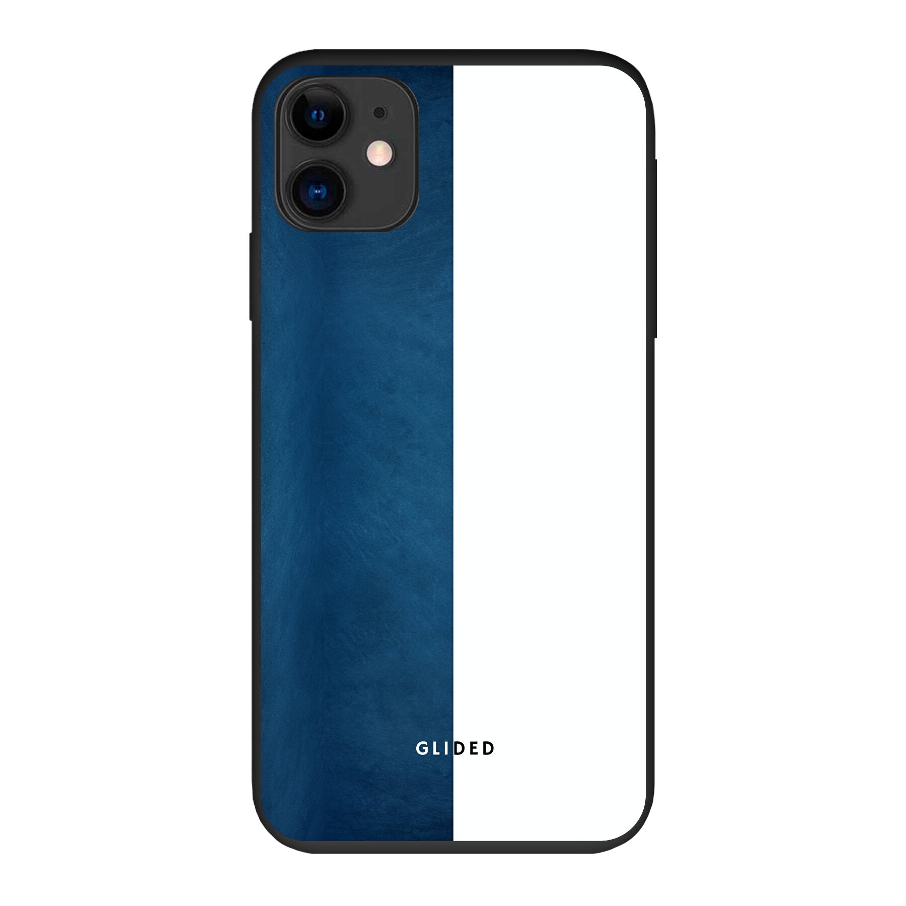 iPhone 11 Handyhülle 'Contrast' in Blau und Weiß, stilvoll und schützend, mit präzisen Aussparungen.