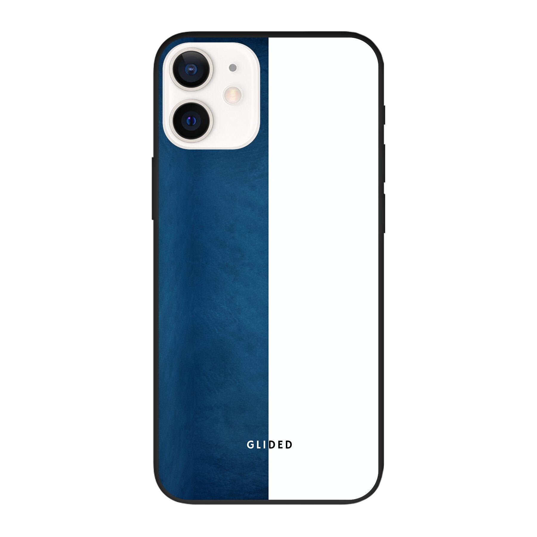 iPhone 12 Handyhülle 'Contrast' in Blau und Weiß, stilvoll und schützend.