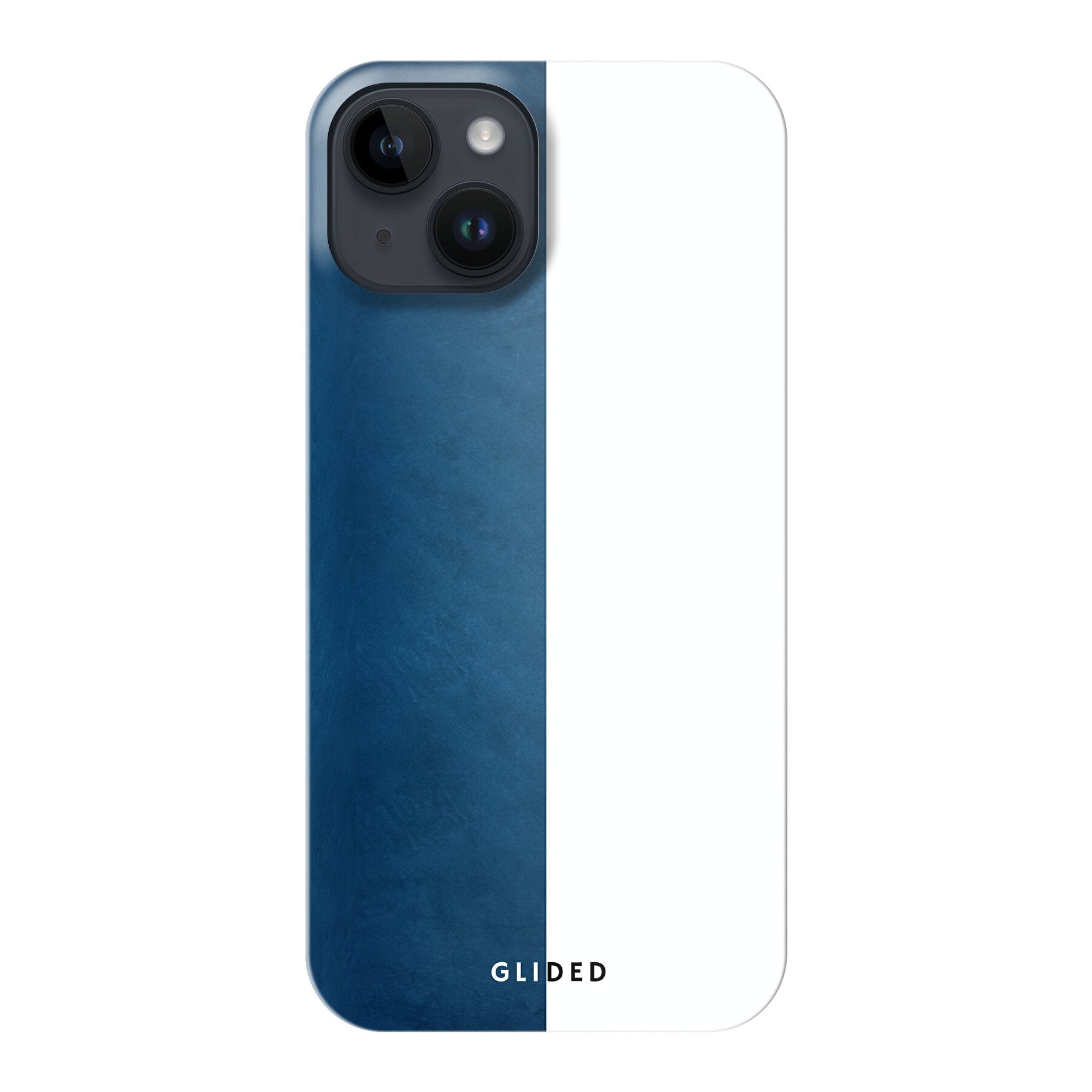 iPhone 14 Handyhülle 'Contrast' in Blau und Weiß, stilvoll und schützend.