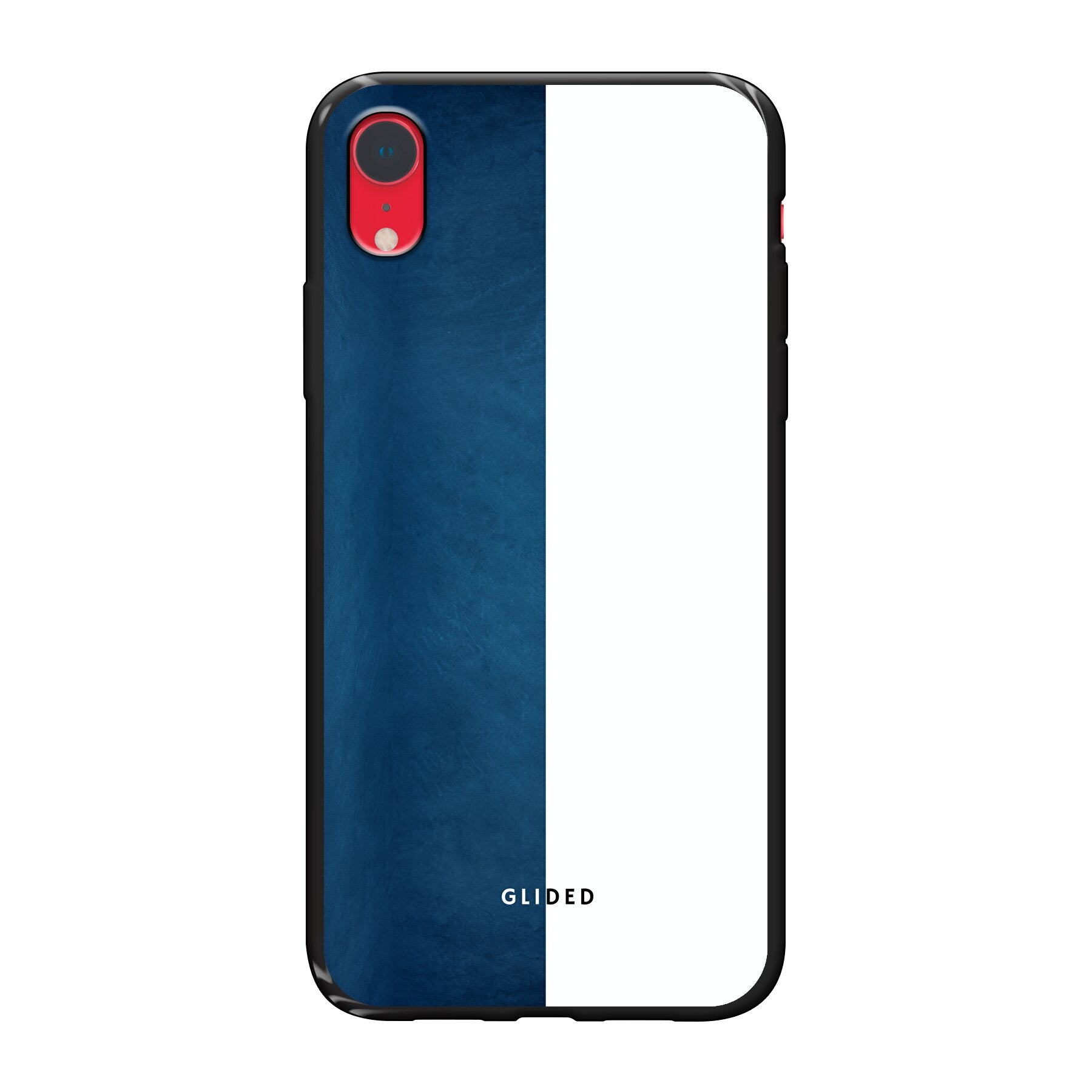 iPhone XR Handyhülle 'Contrast' in Blau und Weiß, bietet stilvollen Schutz und präzise Aussparungen.