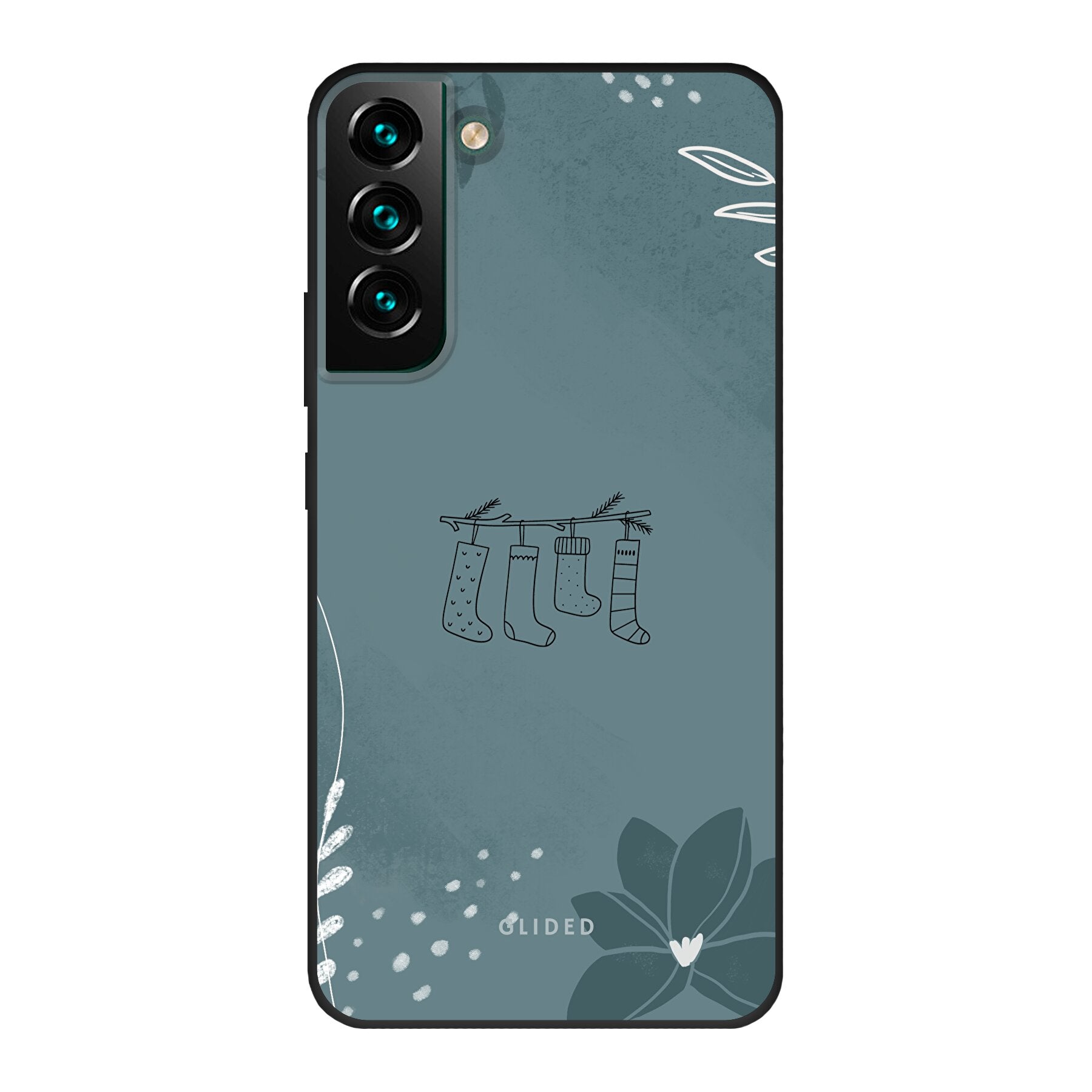 Cozy Handyhülle für Samsung Galaxy S22 Plus mit niedlichen Weihnachtssocken auf festlichem Hintergrund, idealer Schutz und stilvolles Design.