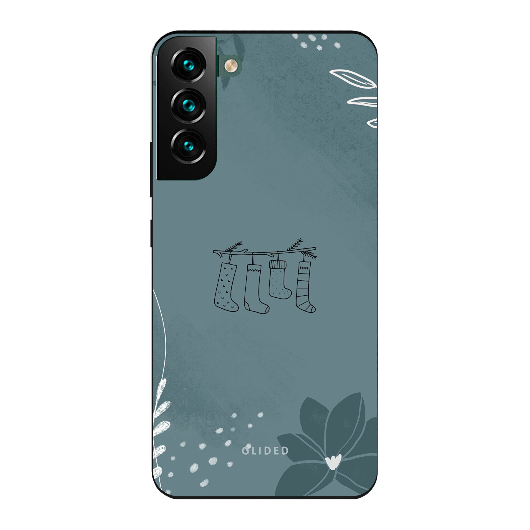 Cozy Handyhülle für Samsung Galaxy S22 Plus mit niedlichen Weihnachtssocken auf festlichem Hintergrund, idealer Schutz und stilvolles Design.