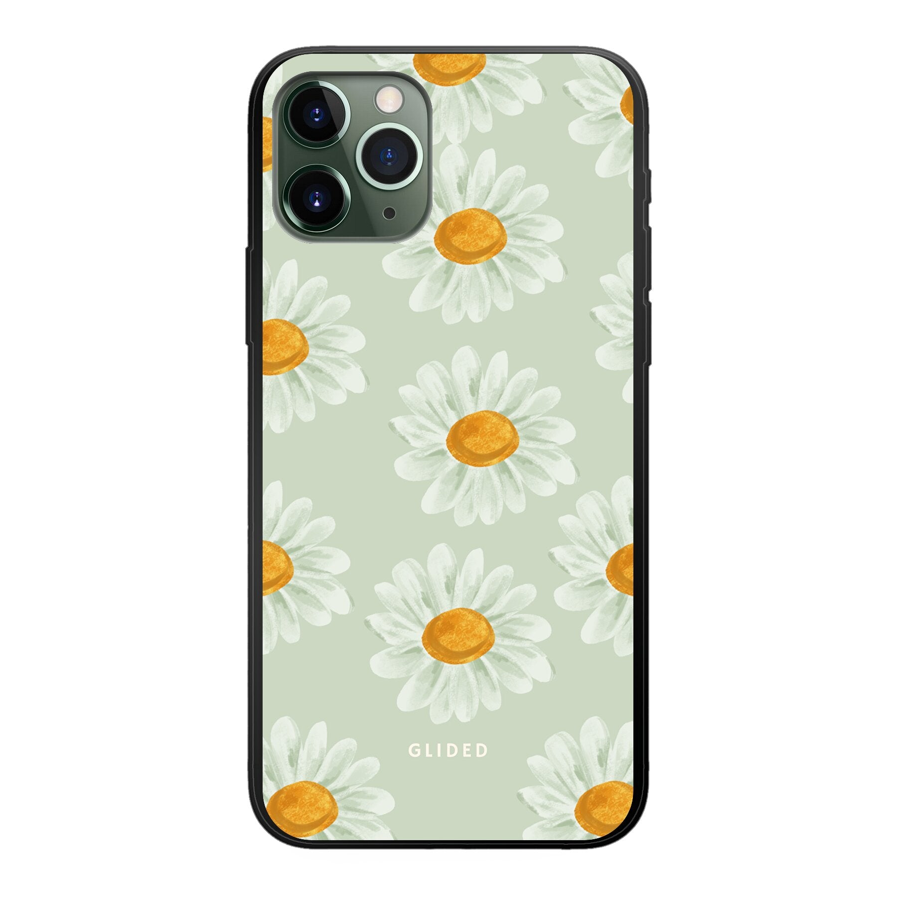 Daisy Handyhülle für iPhone 11 Pro mit zarten Gänseblümchen in voller Blüte, bietet stilvollen Schutz und elegantes Design.