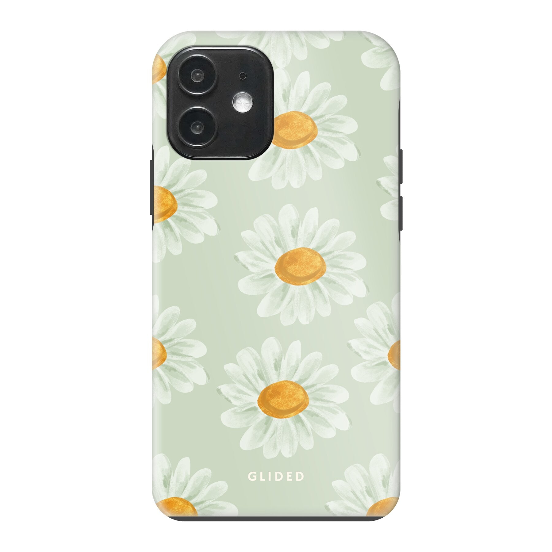 Daisy iPhone 12 Handyhülle mit lebendigen Gänseblümchen, die Schutz und Stil vereint.