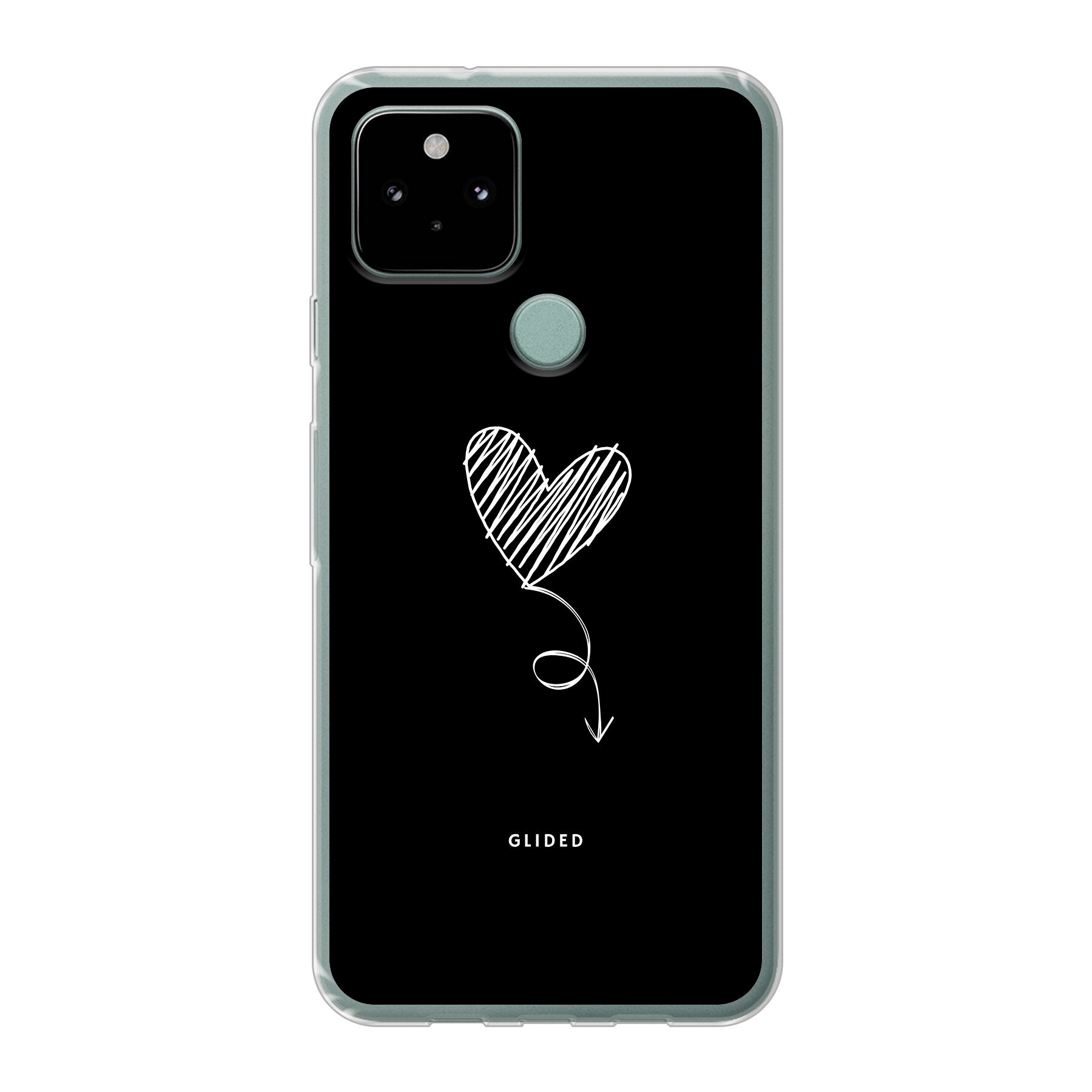 Dark Heart Handyhülle für Google Pixel 5 mit ästhetischem Herz auf dunklem Hintergrund, bietet stilvollen Schutz und einzigartiges Design.