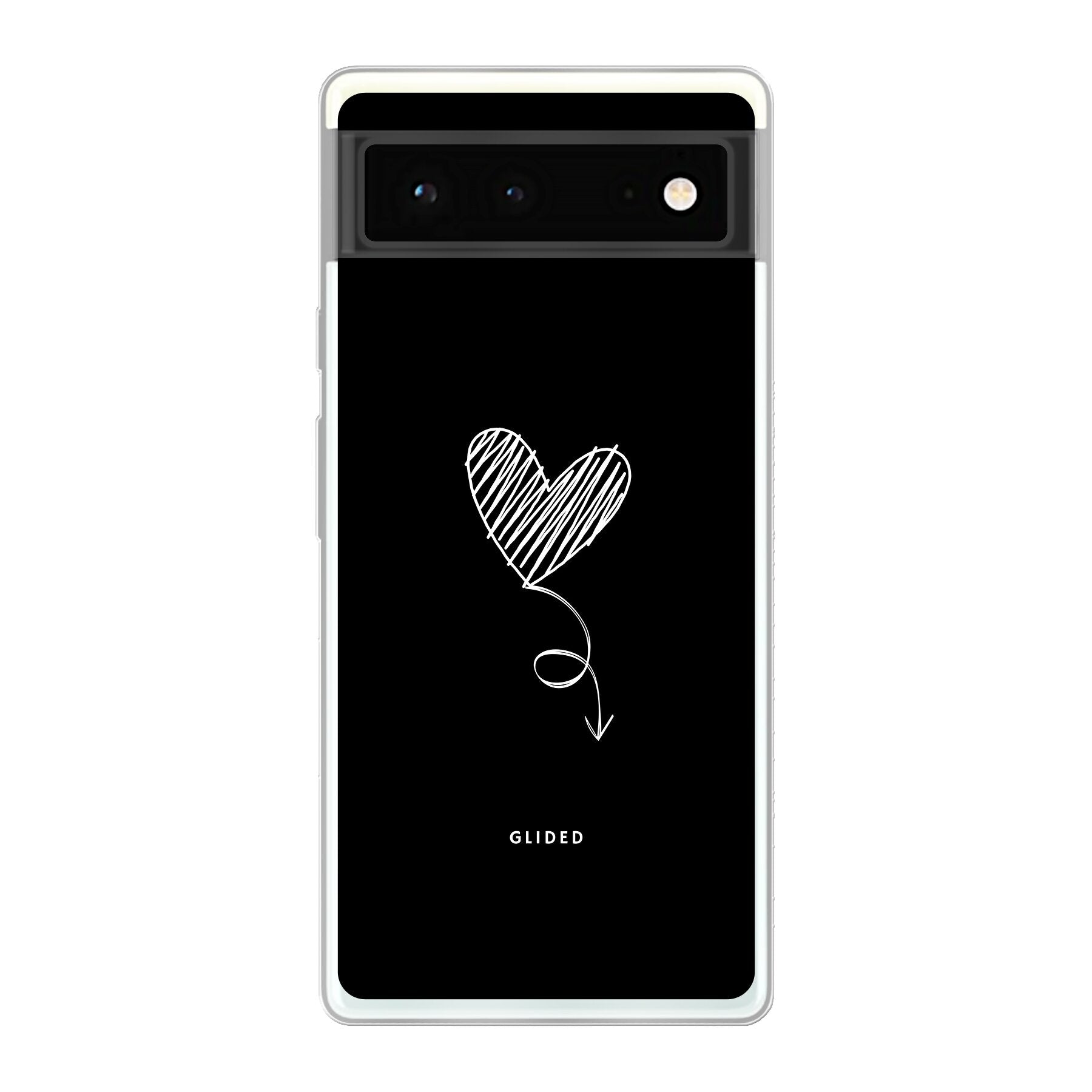 Dark Heart Handyhülle für Google Pixel 6 mit ästhetischem Herzdesign auf dunklem Hintergrund, bietet stilvollen Schutz.