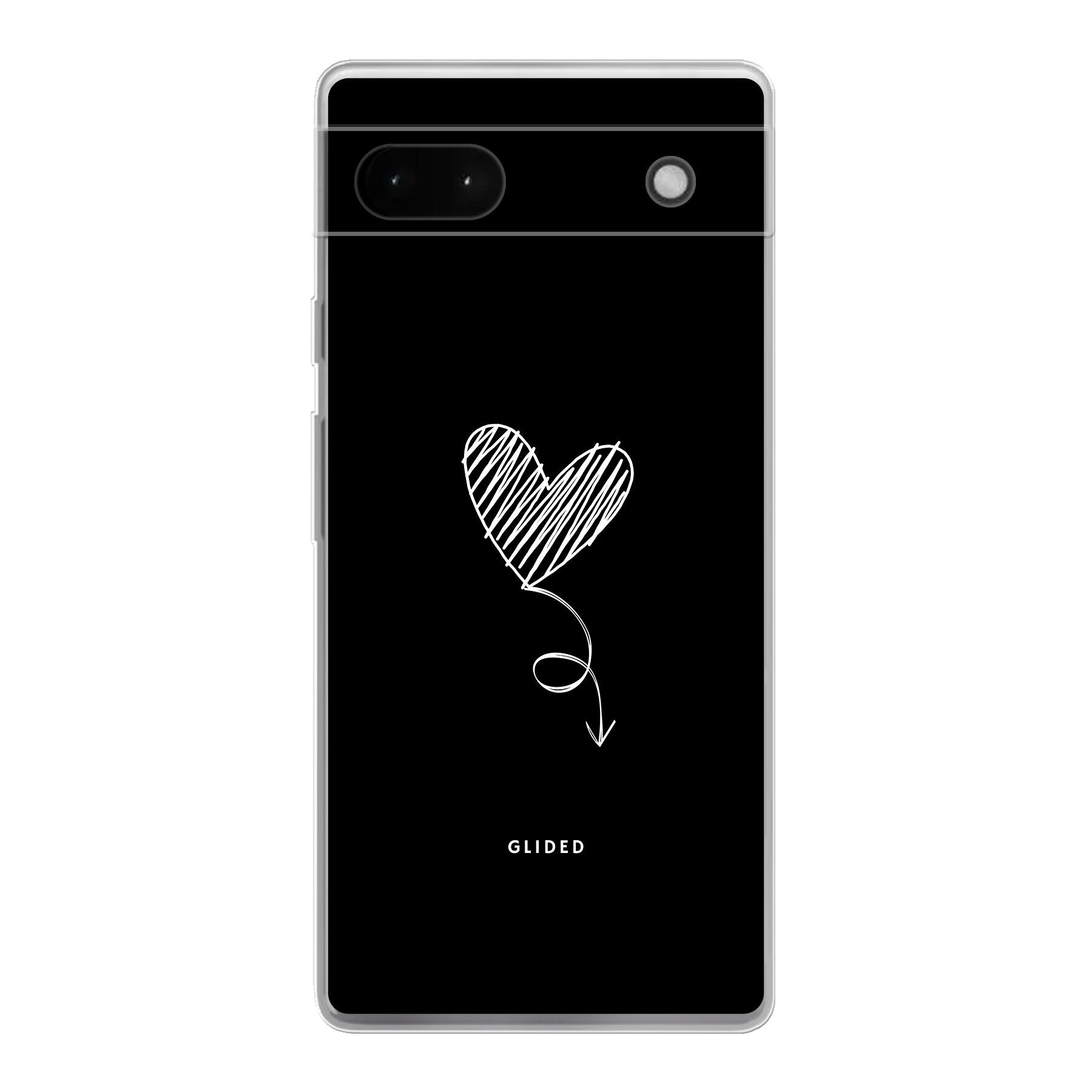 Dark Heart Handyhülle für Google Pixel 6a mit ästhetischem Herzdesign auf dunklem Hintergrund, bietet stilvollen Schutz.