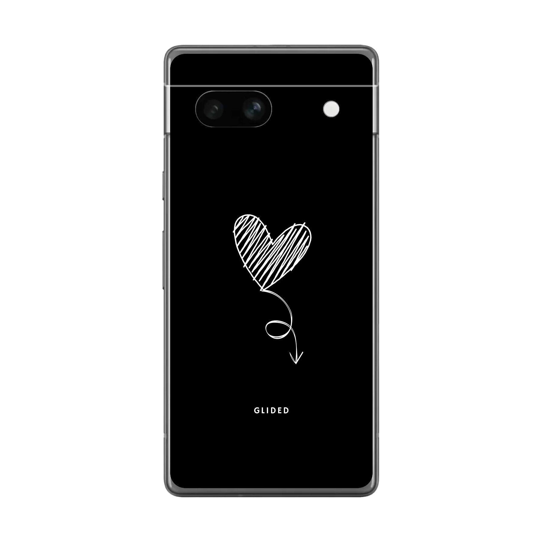 Dark Heart Handyhülle für Google Pixel 7a mit ästhetischem Herzdesign auf dunklem Hintergrund, bietet stilvollen Schutz.