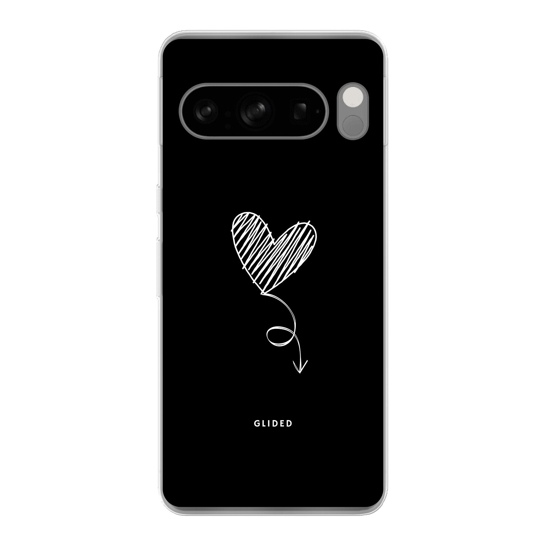 Dark Heart Handyhülle für Google Pixel 8 Pro mit ästhetischem Herzdesign auf dunklem Hintergrund, bietet Schutz und Stil.