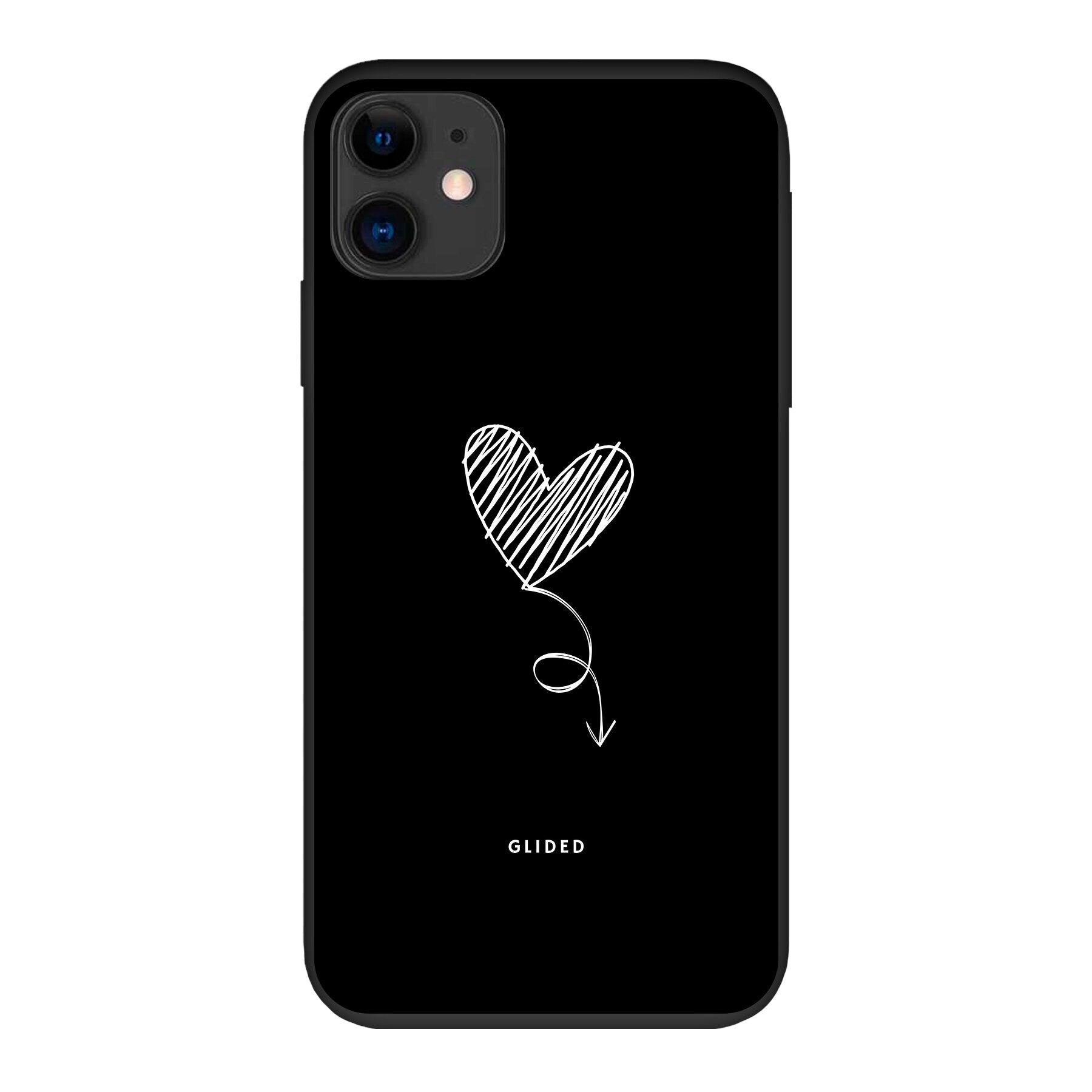 Dark Heart iPhone 11 Handyhülle mit ästhetischem Herzdesign auf dunklem Hintergrund, bietet stilvollen Schutz und einzigartigen Look.