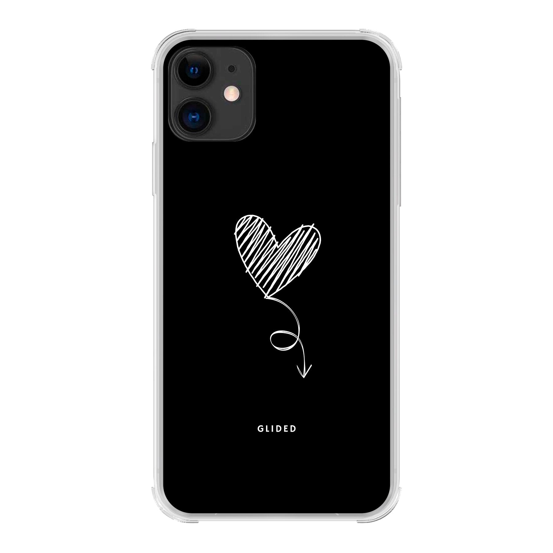 Dark Heart iPhone 11 Handyhülle mit ästhetischem Herzdesign auf dunklem Hintergrund, bietet stilvollen Schutz und einzigartigen Look.