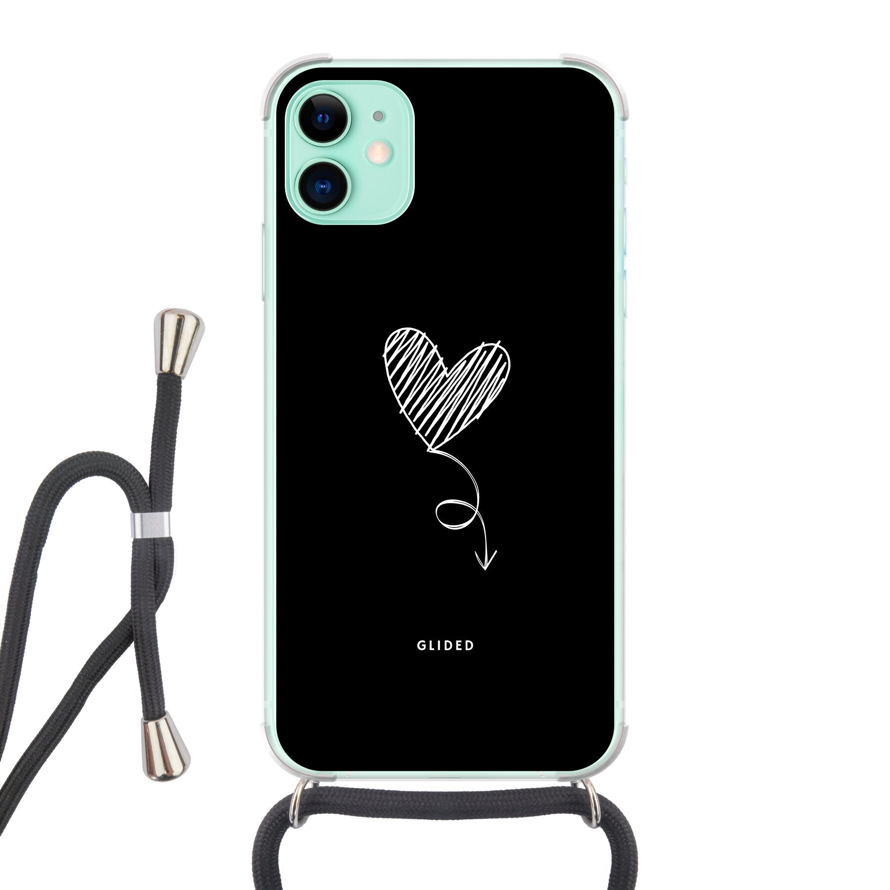 Dark Heart iPhone 11 Handyhülle mit ästhetischem Herzdesign auf dunklem Hintergrund, bietet stilvollen Schutz und einzigartigen Look.