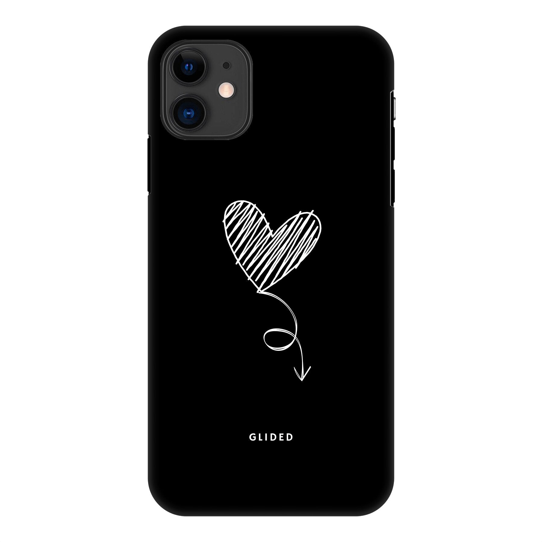 Dark Heart iPhone 11 Handyhülle mit ästhetischem Herzdesign auf dunklem Hintergrund, bietet stilvollen Schutz und einzigartigen Look.