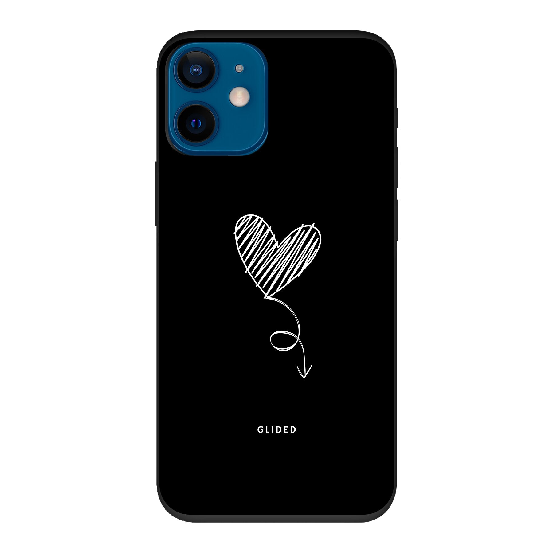 Dark Heart iPhone 12 mini Handyhülle mit ästhetischem Herzdesign auf dunklem Hintergrund, bietet stilvollen Schutz.