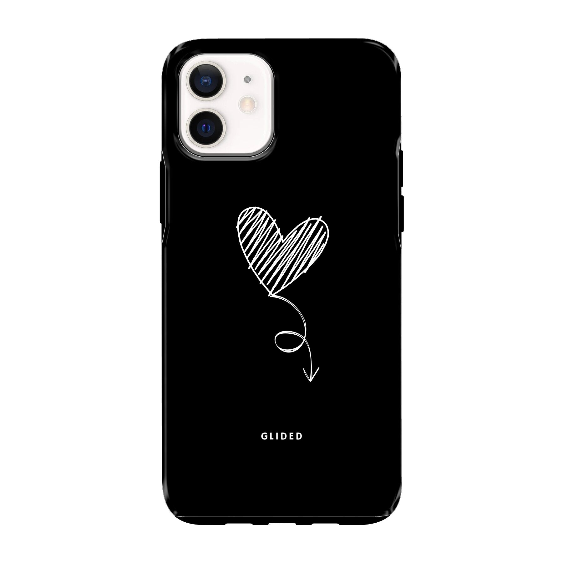 Dark Heart iPhone 12 mini Handyhülle mit ästhetischem Herzdesign auf dunklem Hintergrund, bietet stilvollen Schutz.