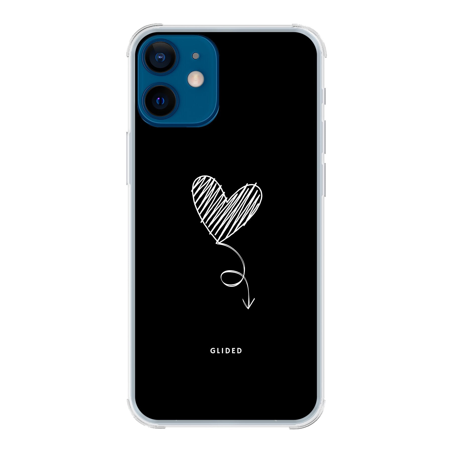 Dark Heart iPhone 12 mini Handyhülle mit ästhetischem Herzdesign auf dunklem Hintergrund, bietet stilvollen Schutz.