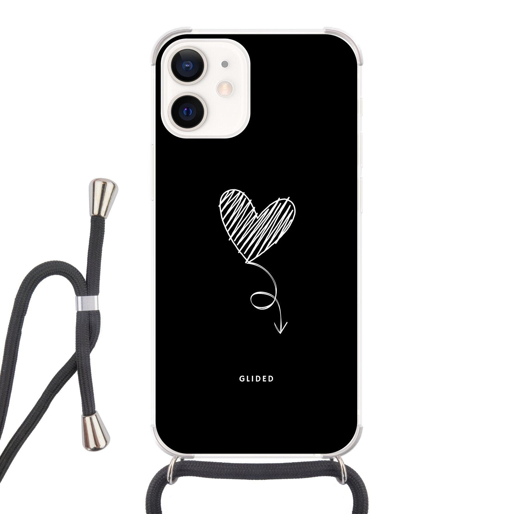 Dark Heart iPhone 12 mini Handyhülle mit ästhetischem Herzdesign auf dunklem Hintergrund, bietet stilvollen Schutz.