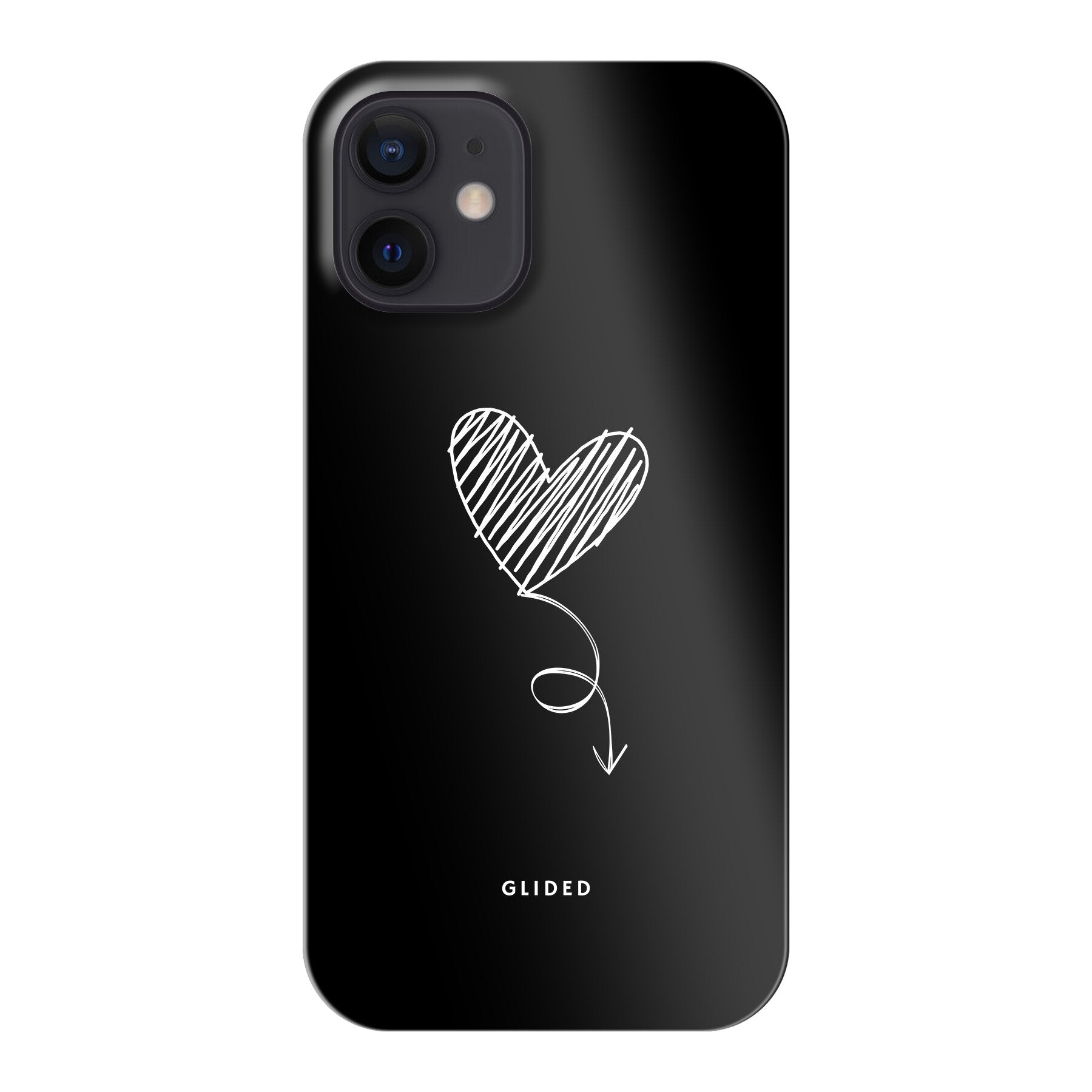 Dark Heart iPhone 12 mini Handyhülle mit ästhetischem Herzdesign auf dunklem Hintergrund, bietet stilvollen Schutz.