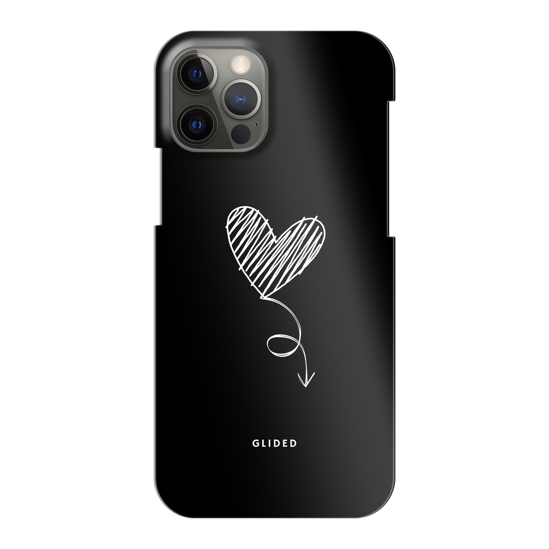 Dark Heart iPhone 12 Pro Handyhülle mit ästhetischem Herzdesign auf dunklem Hintergrund, bietet stilvollen Schutz und einzigartigen Look.